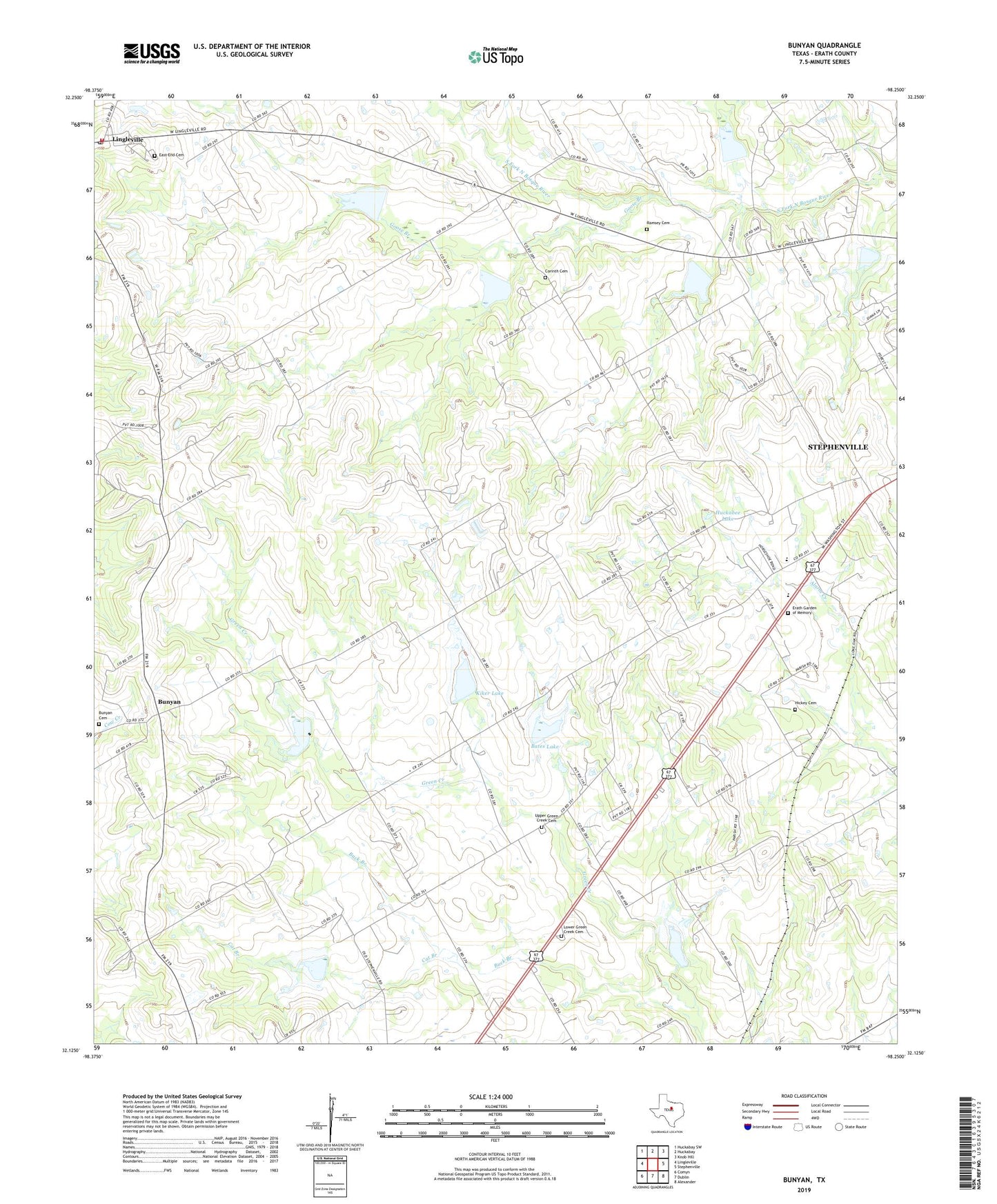 Bunyan Texas US Topo Map Image