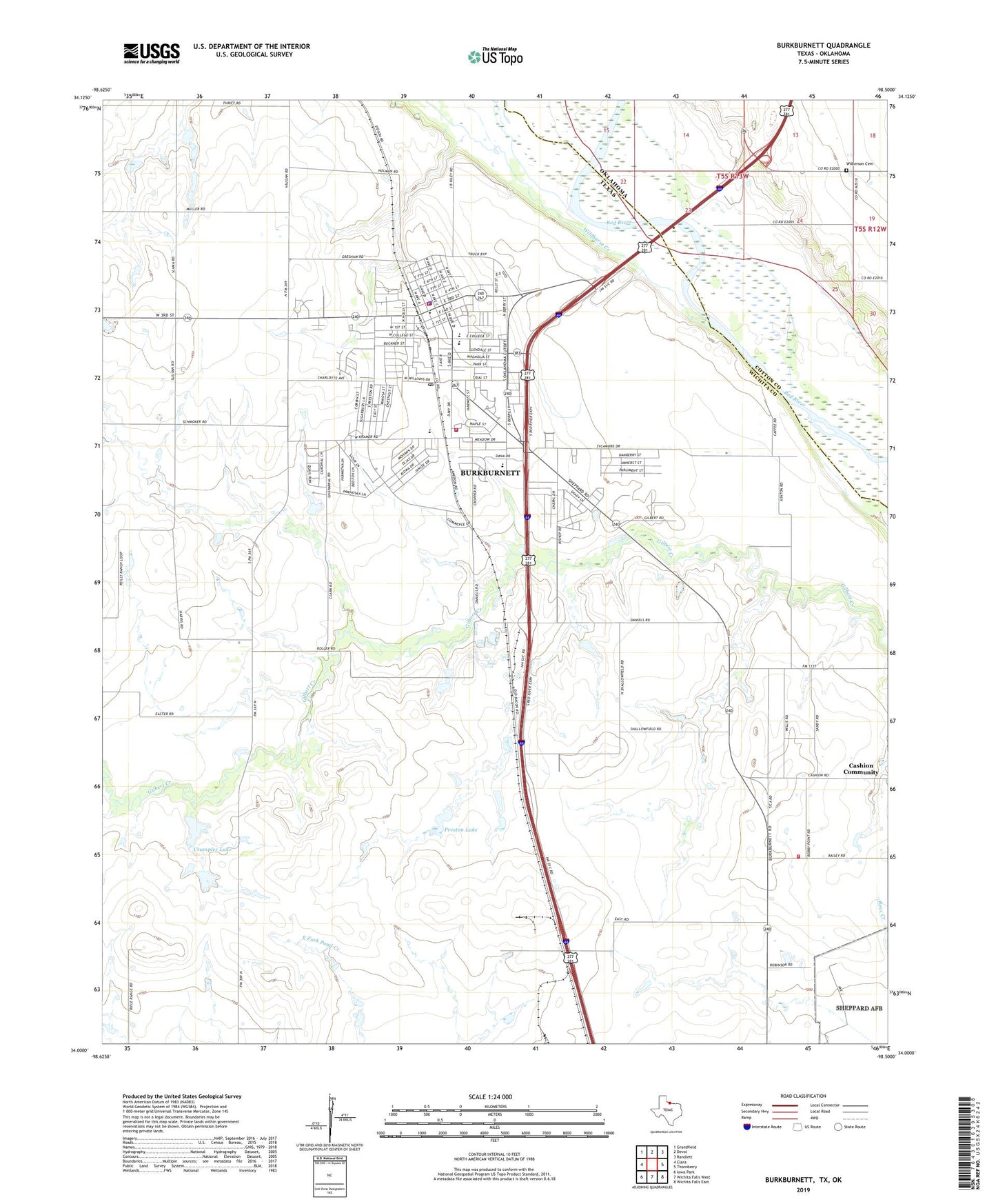 Burkburnett Texas US Topo Map Image