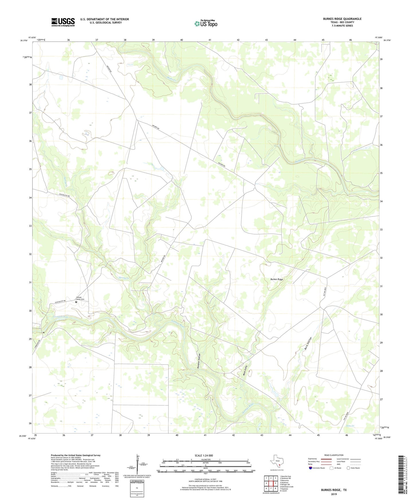 Burkes Ridge Texas US Topo Map Image