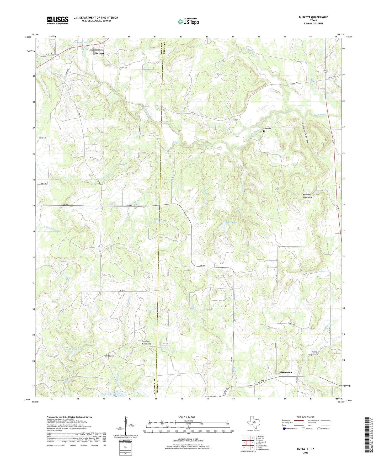 Burkett Texas US Topo Map Image