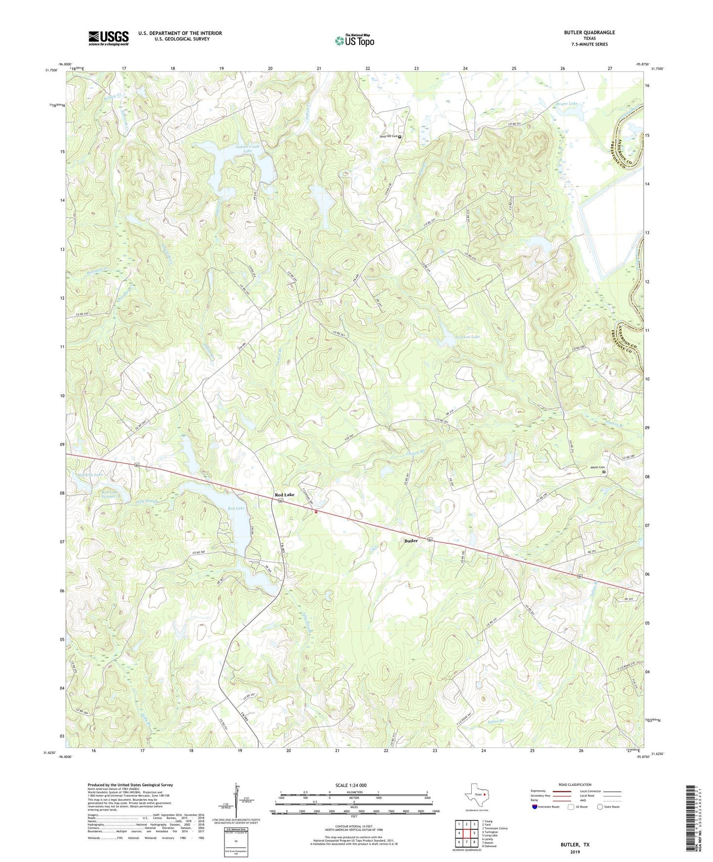 Butler Texas US Topo Map Image