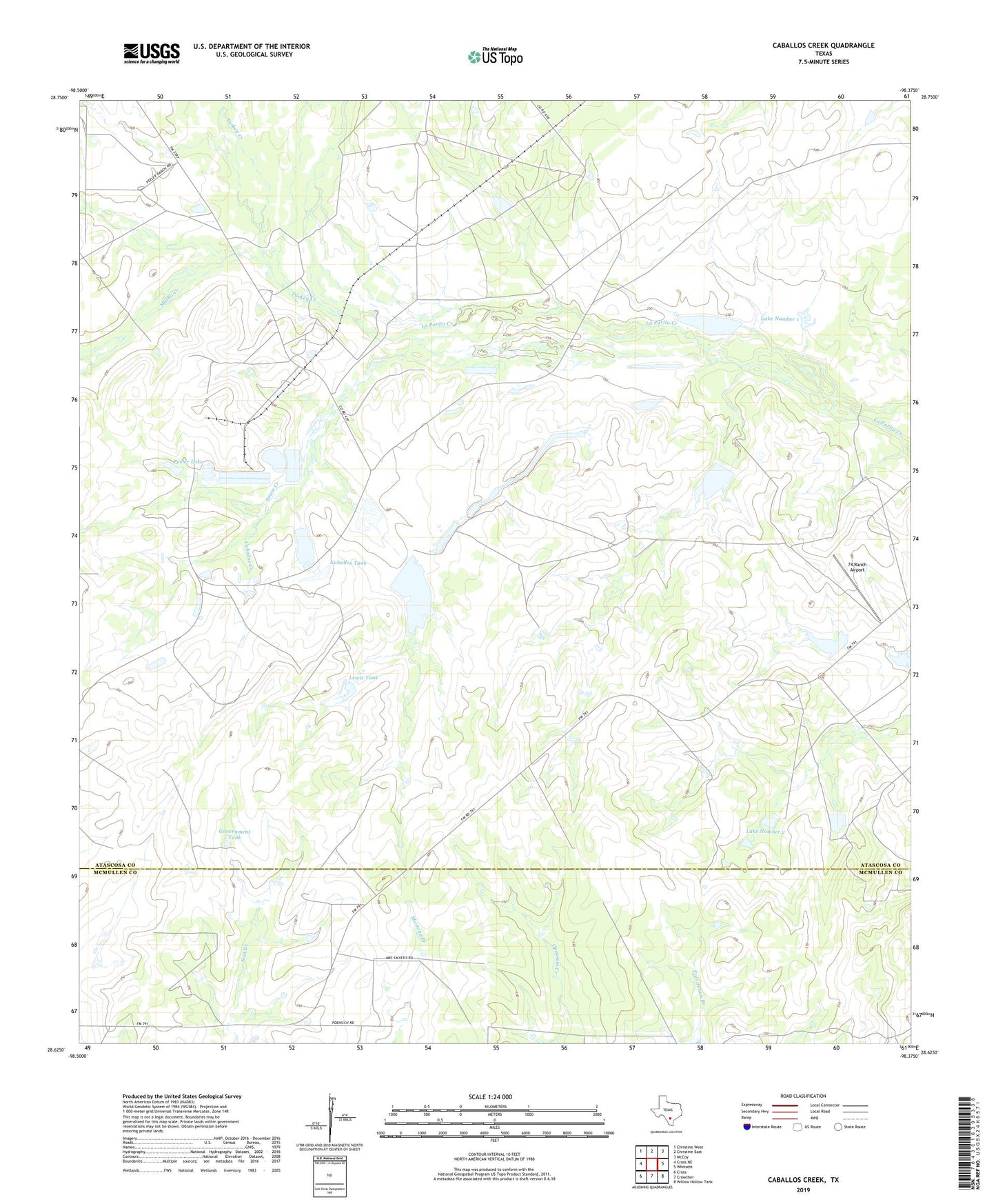 Caballos Creek Texas US Topo Map Image