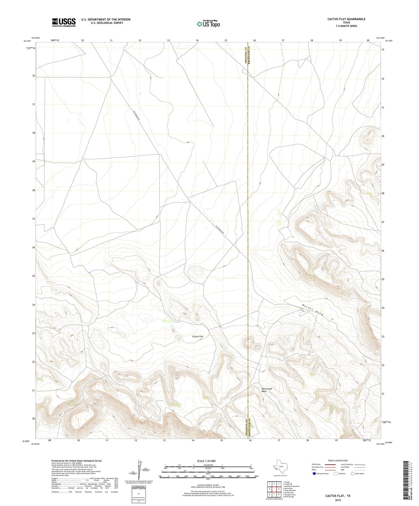 Cactus Flat Texas US Topo Map Image