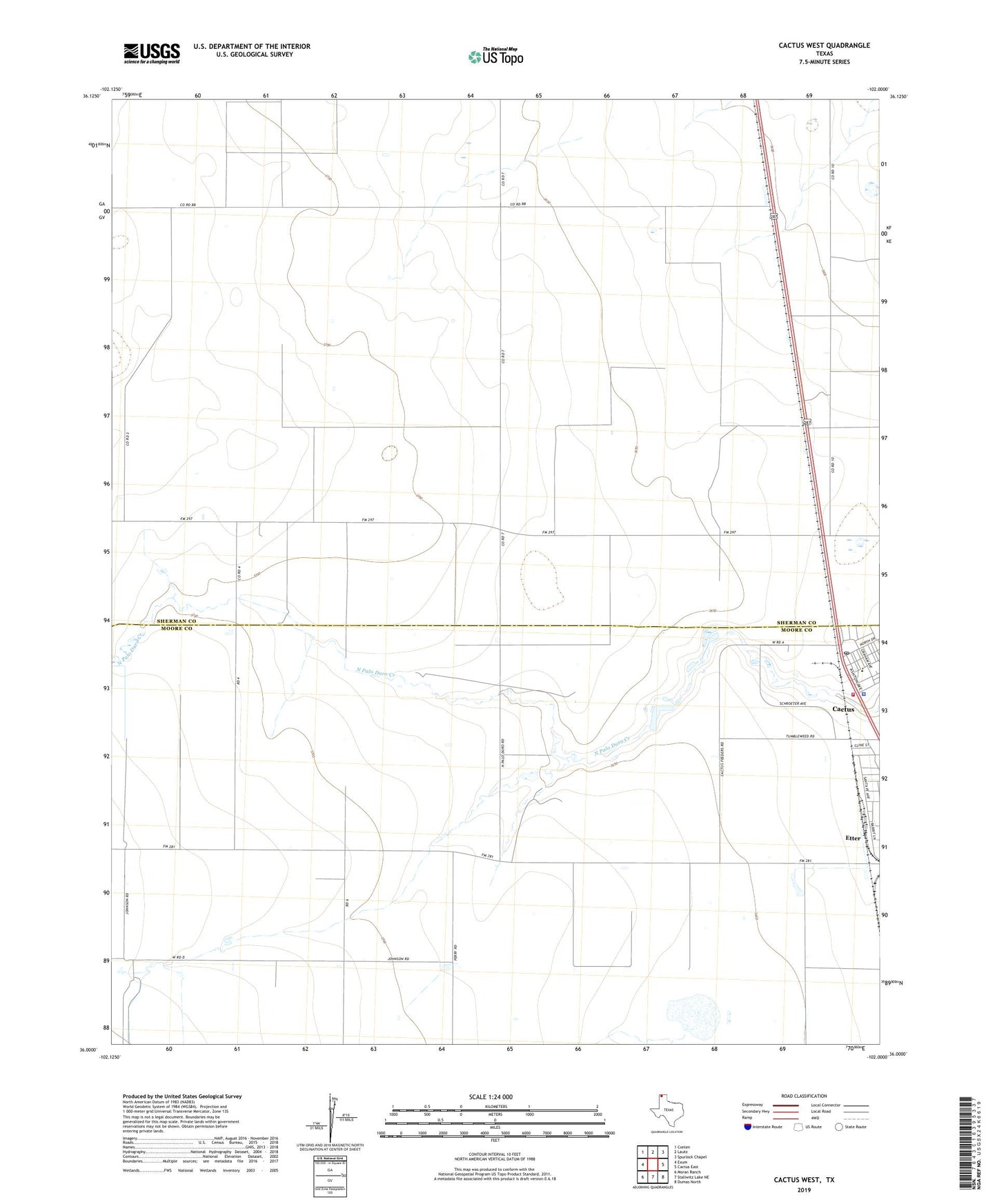 Cactus West Texas US Topo Map Image