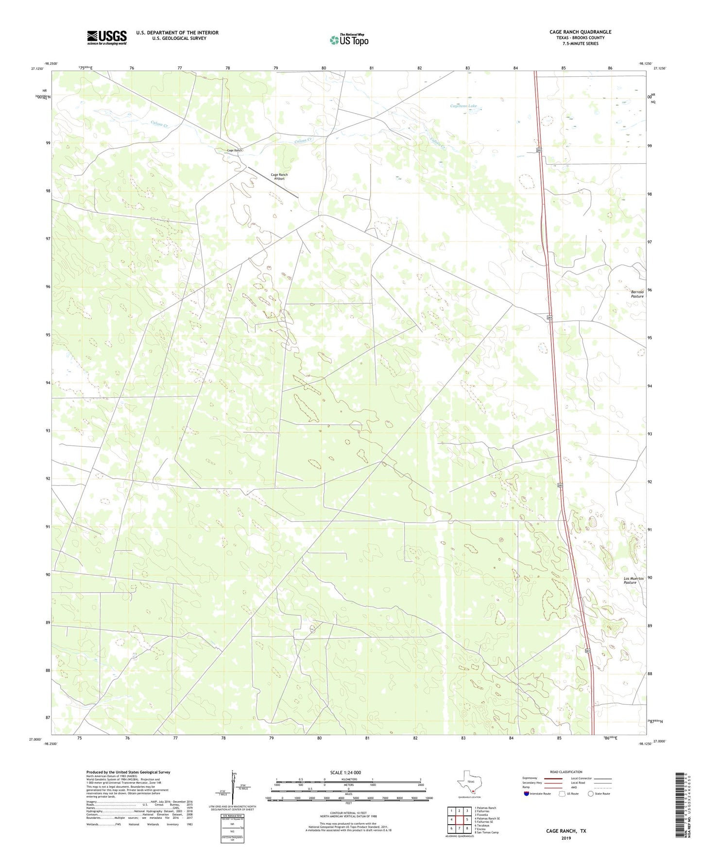 Cage Ranch Texas US Topo Map Image