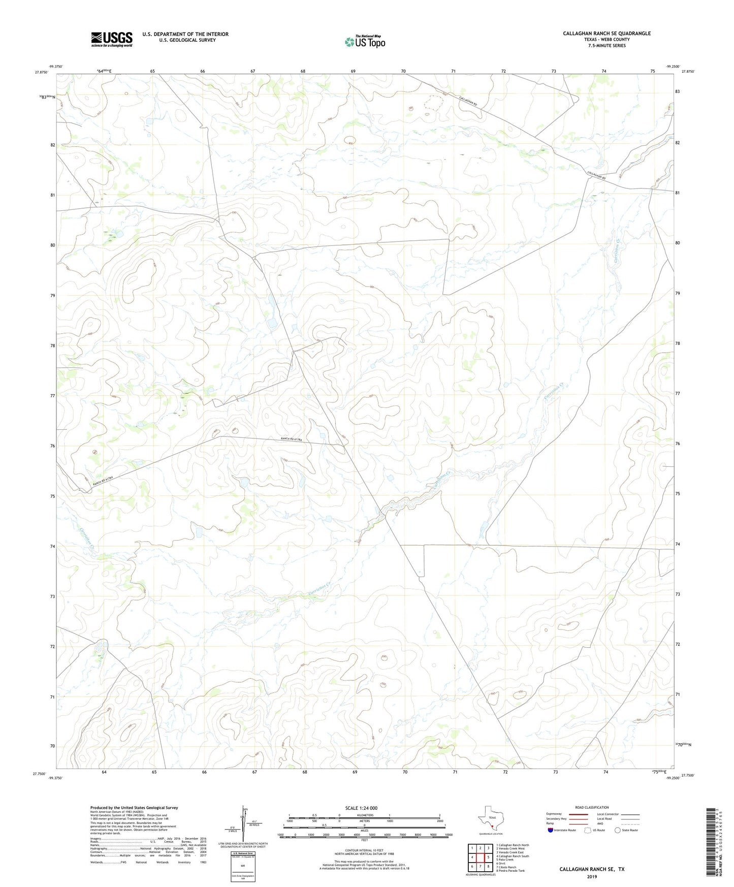 Callaghan Ranch SE Texas US Topo Map Image