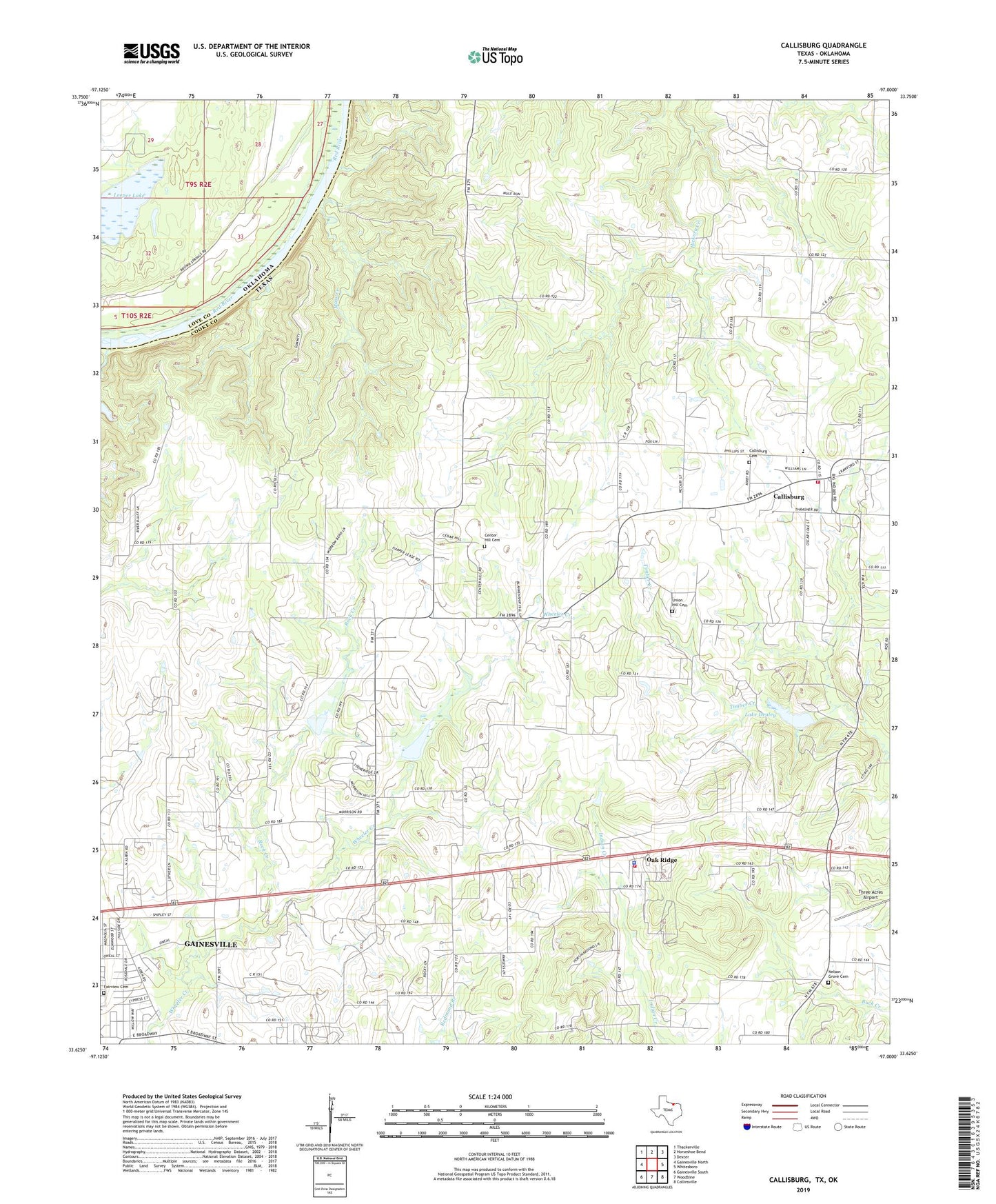Callisburg Texas US Topo Map Image