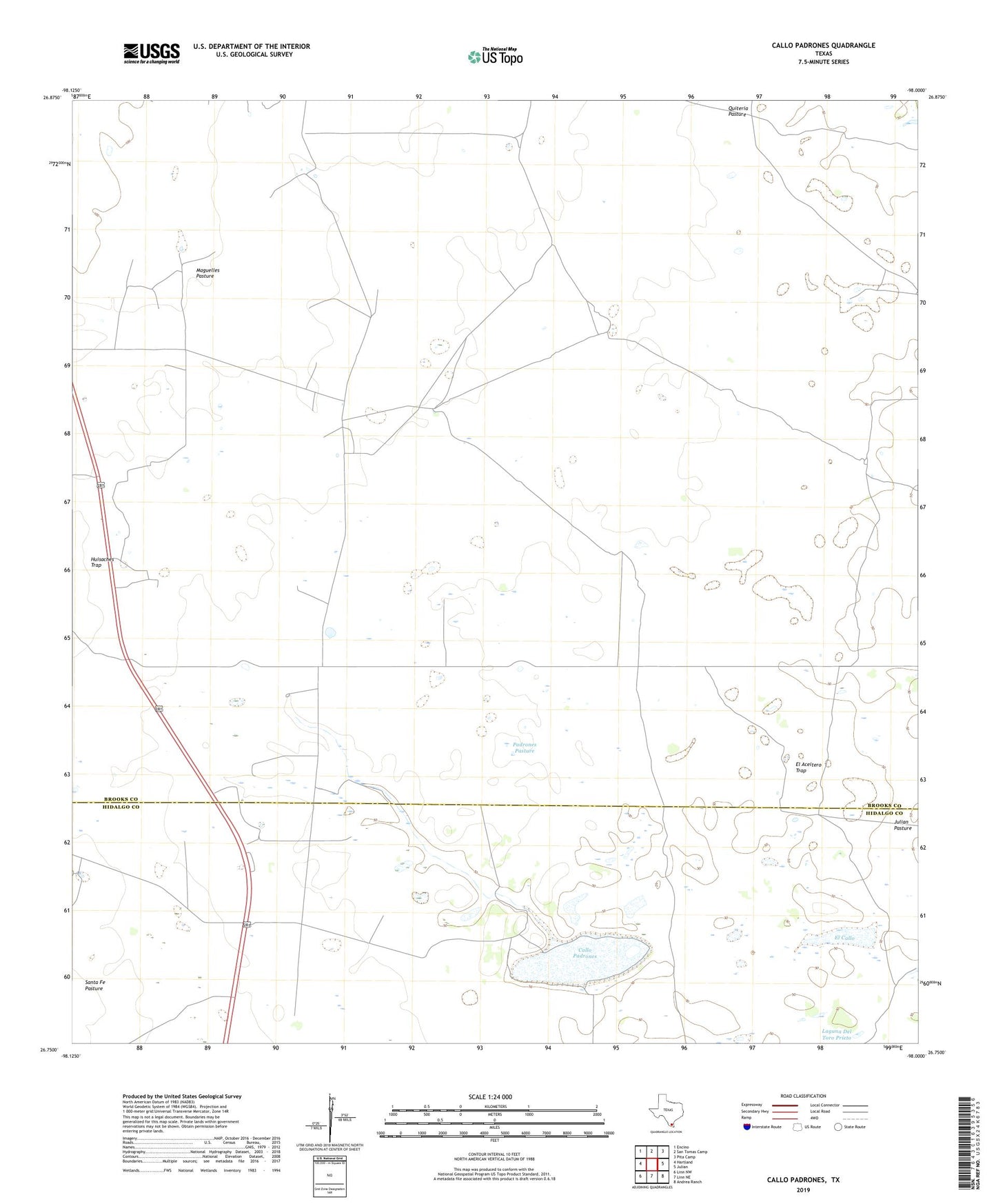Callo Padrones Texas US Topo Map Image