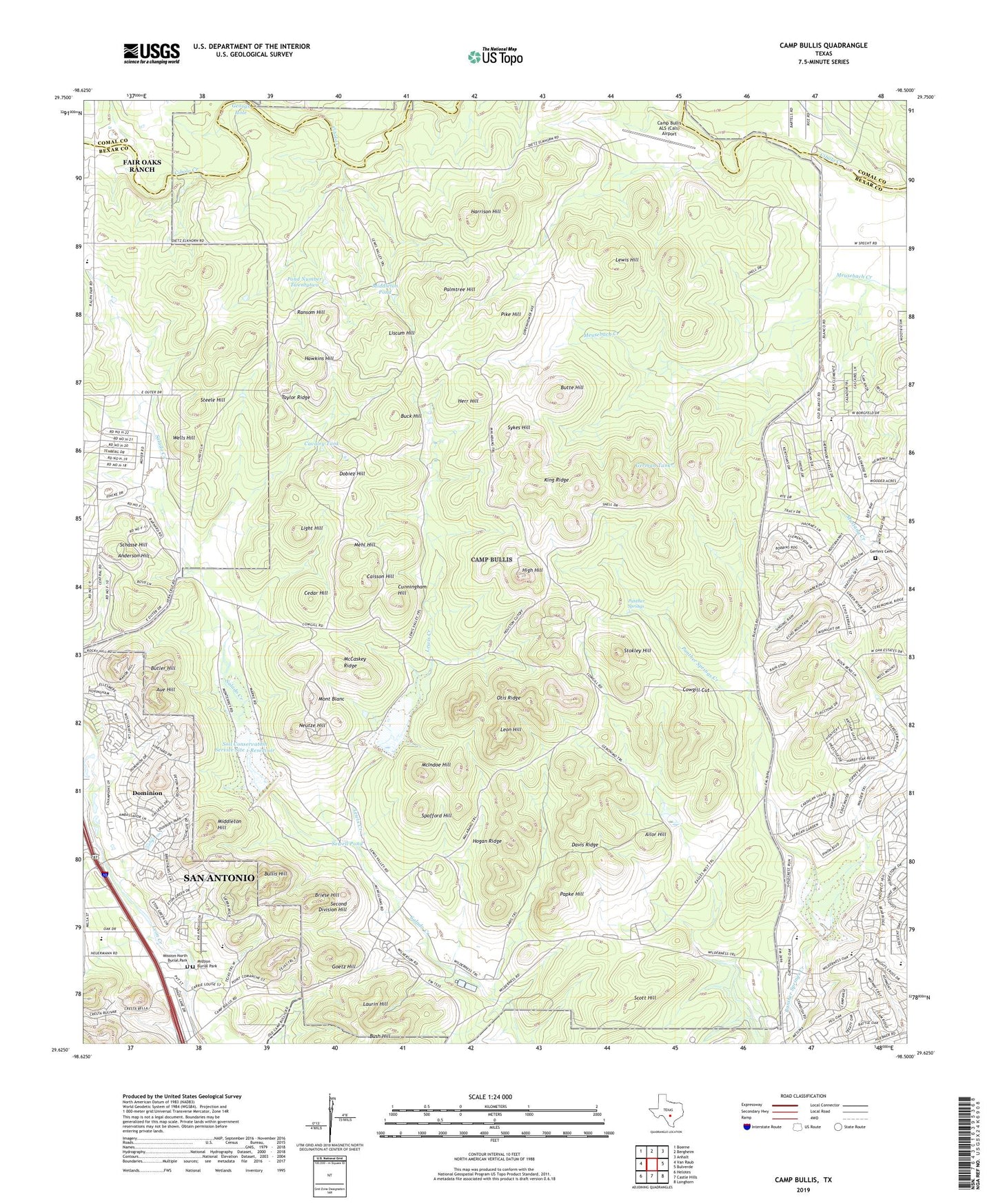 Camp Bullis Texas US Topo Map Image