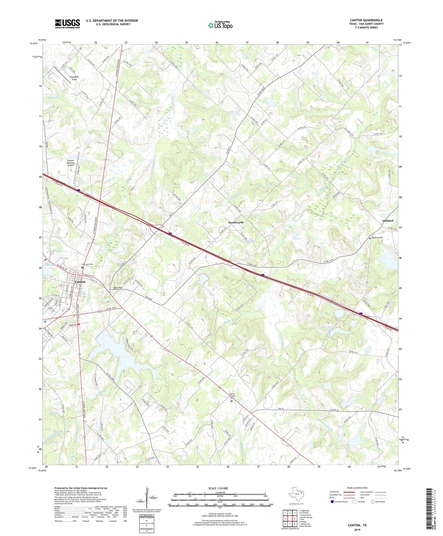 Canton Texas US Topo Map Image