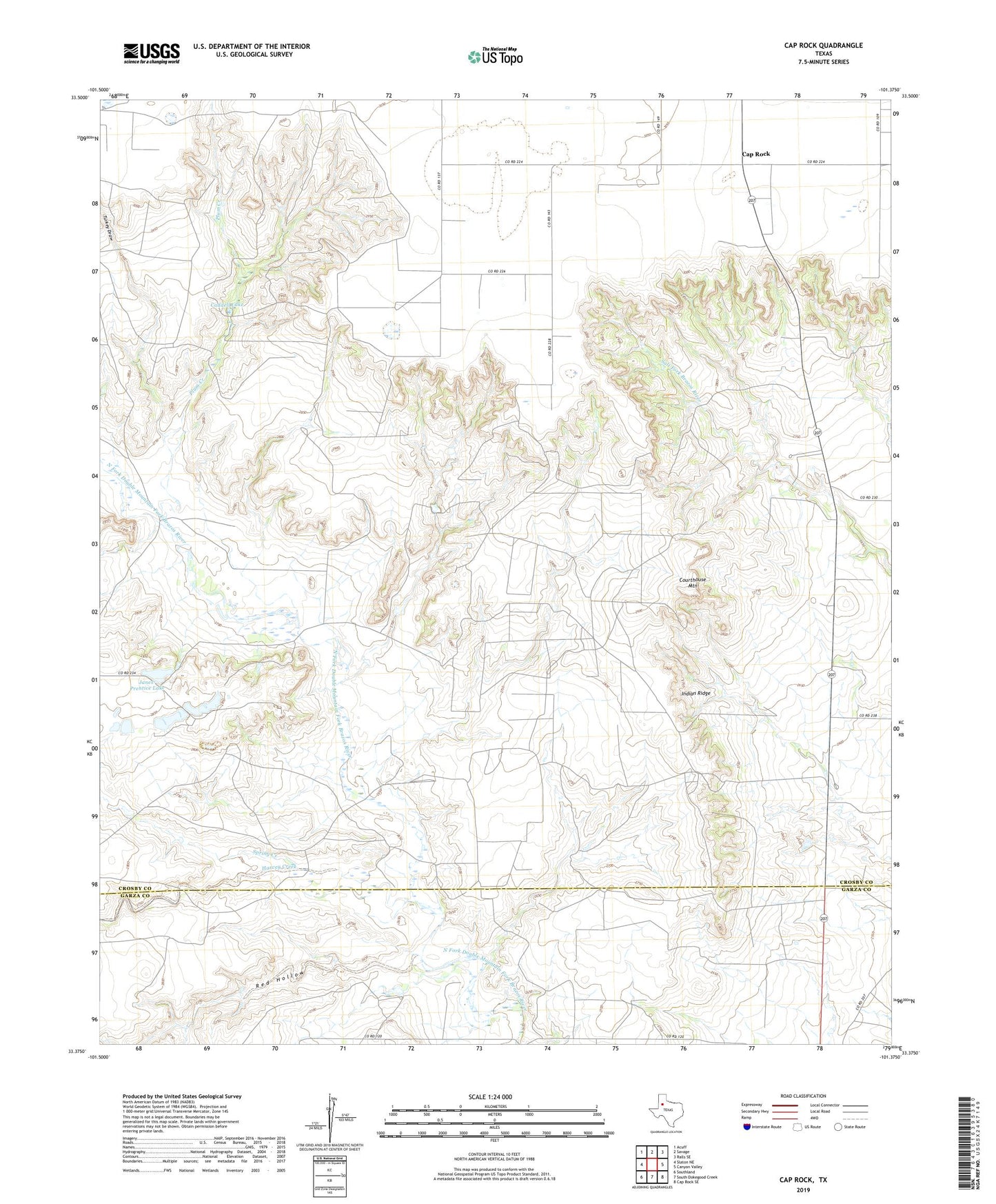 Cap Rock Texas US Topo Map Image