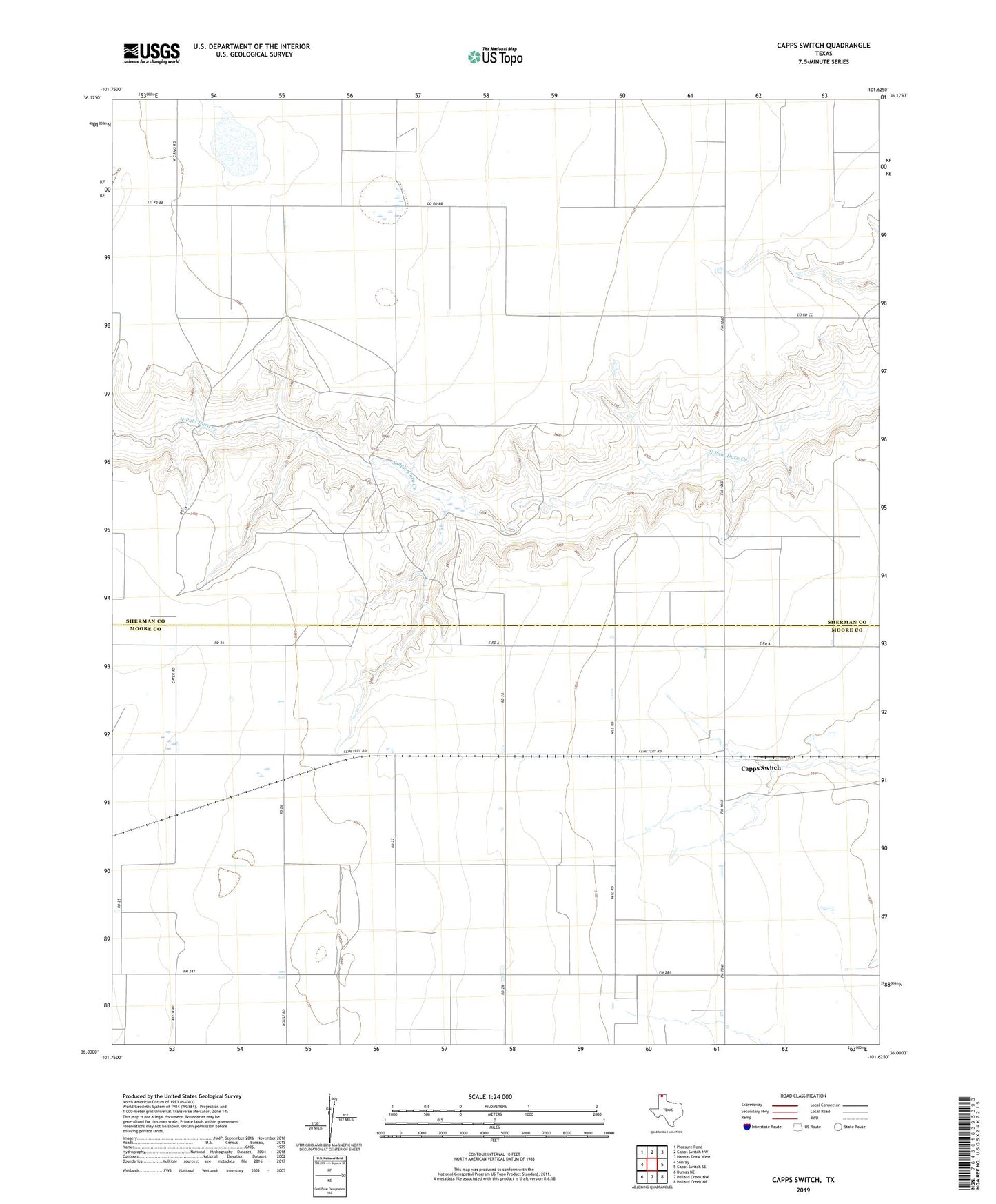 Capps Switch Texas US Topo Map Image