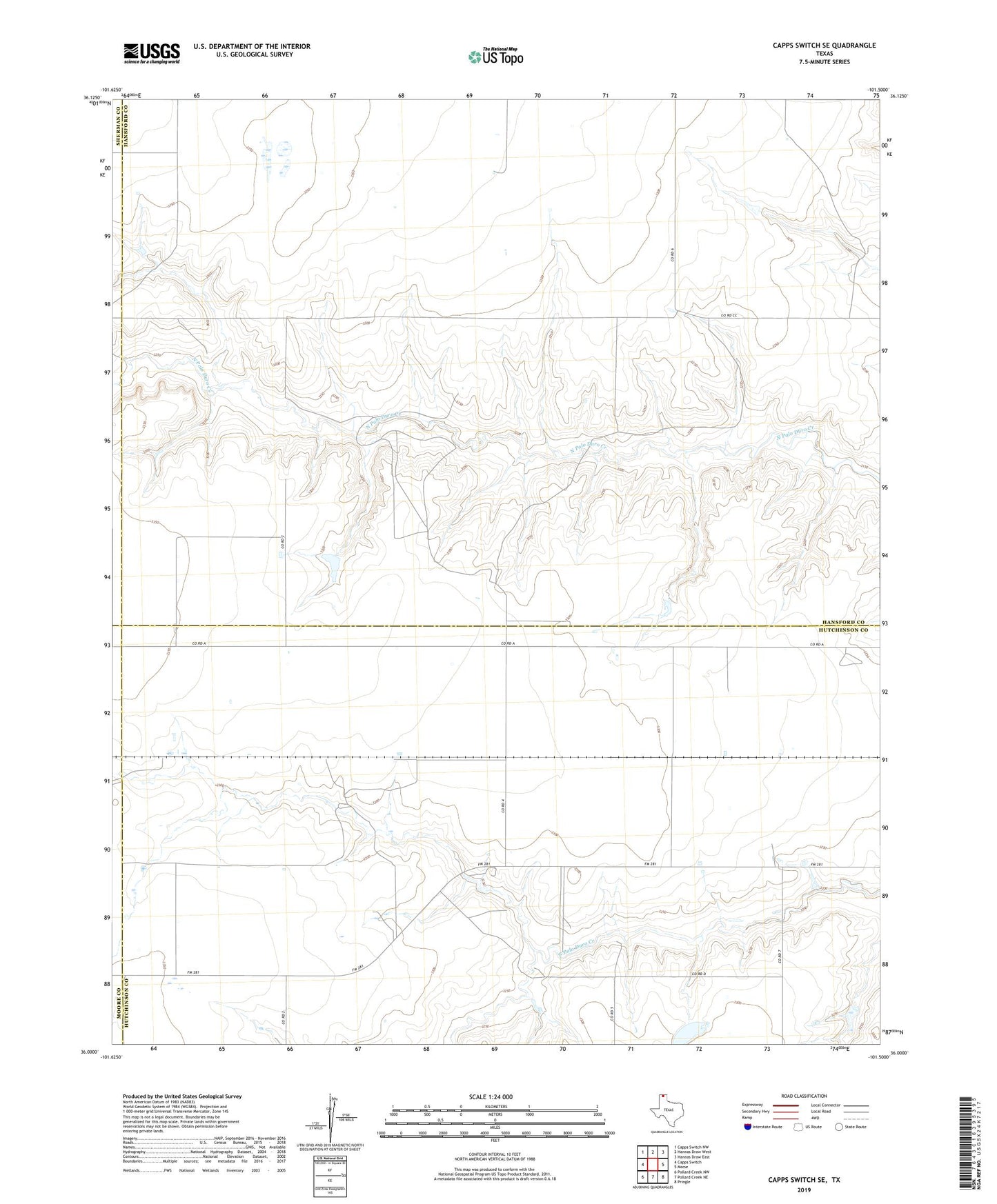 Capps Switch SE Texas US Topo Map Image