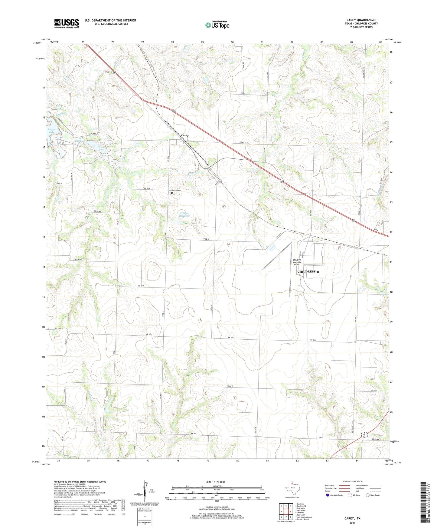 Carey Texas US Topo Map Image