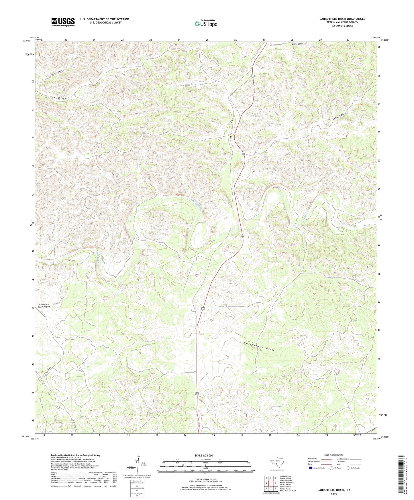 Carruthers Draw Texas US Topo Map Image