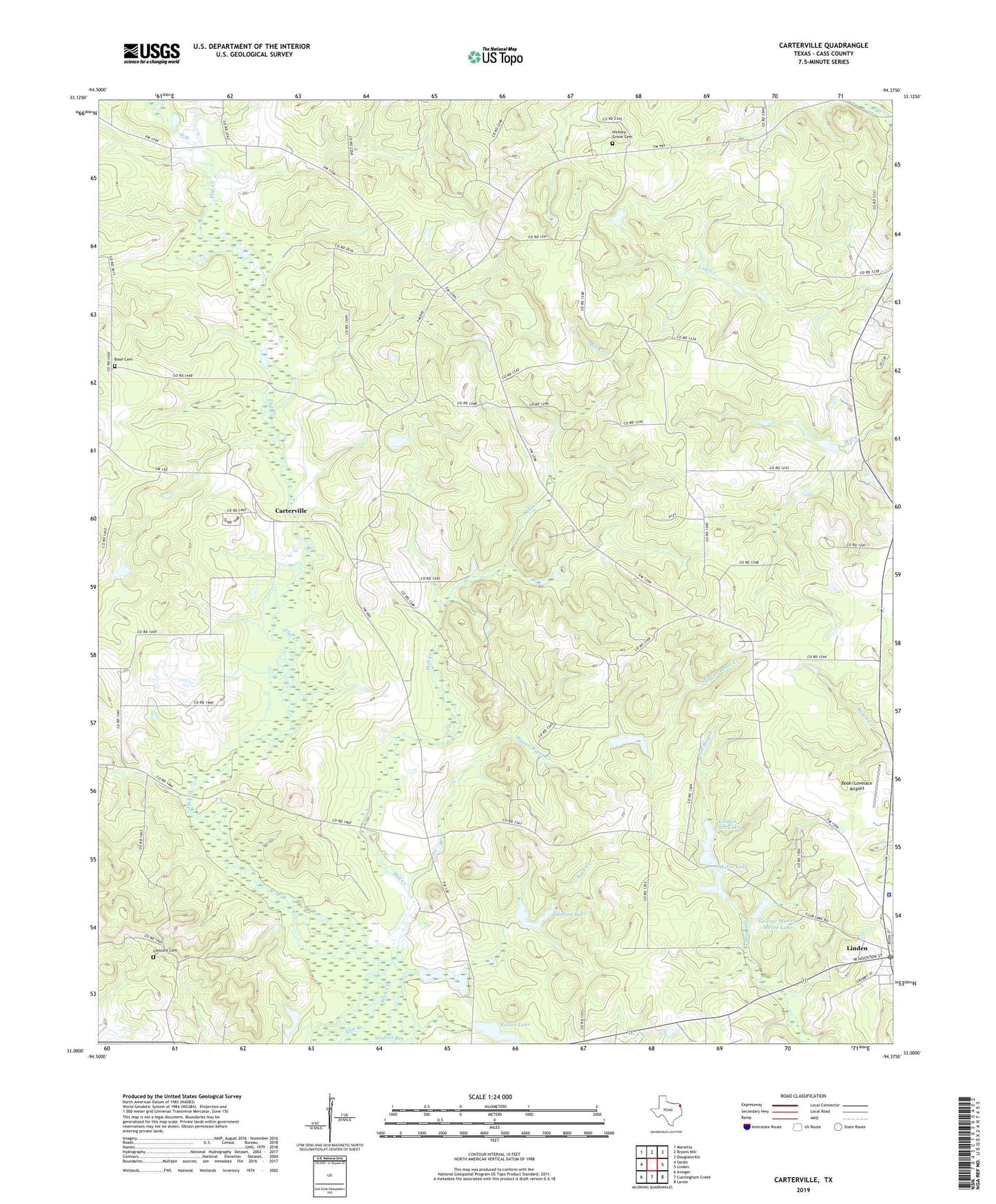 Carterville Texas US Topo Map Image