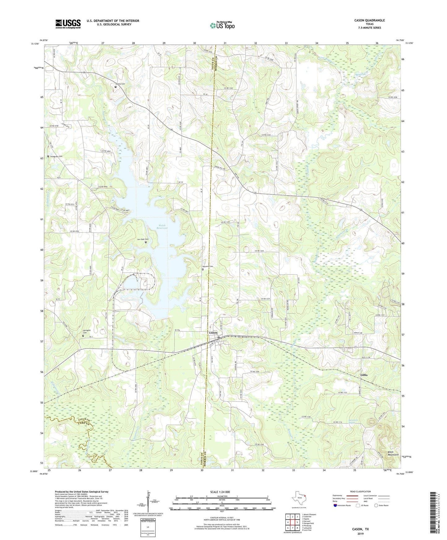 Cason Texas US Topo Map Image