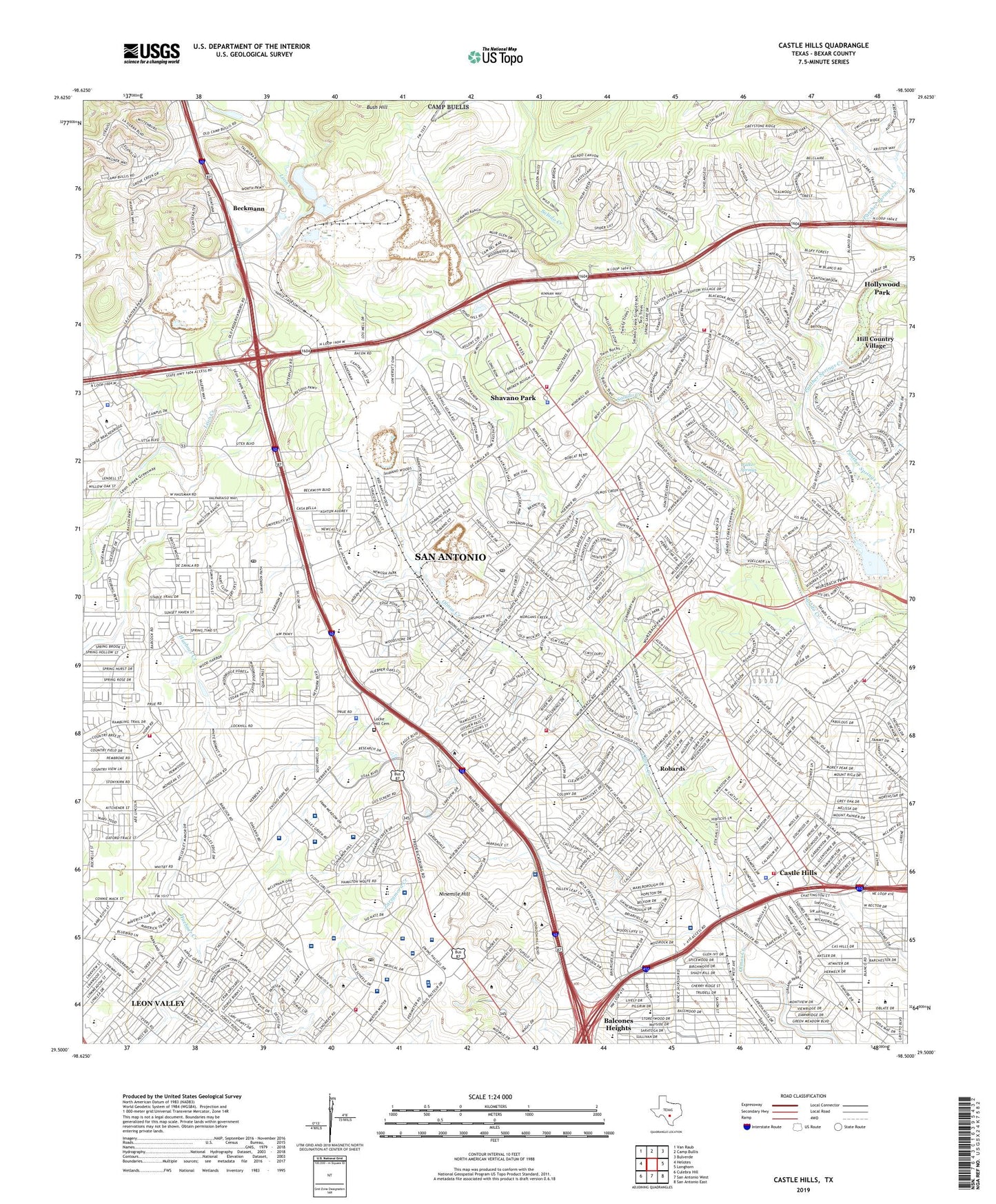 Castle Hills Texas US Topo Map Image