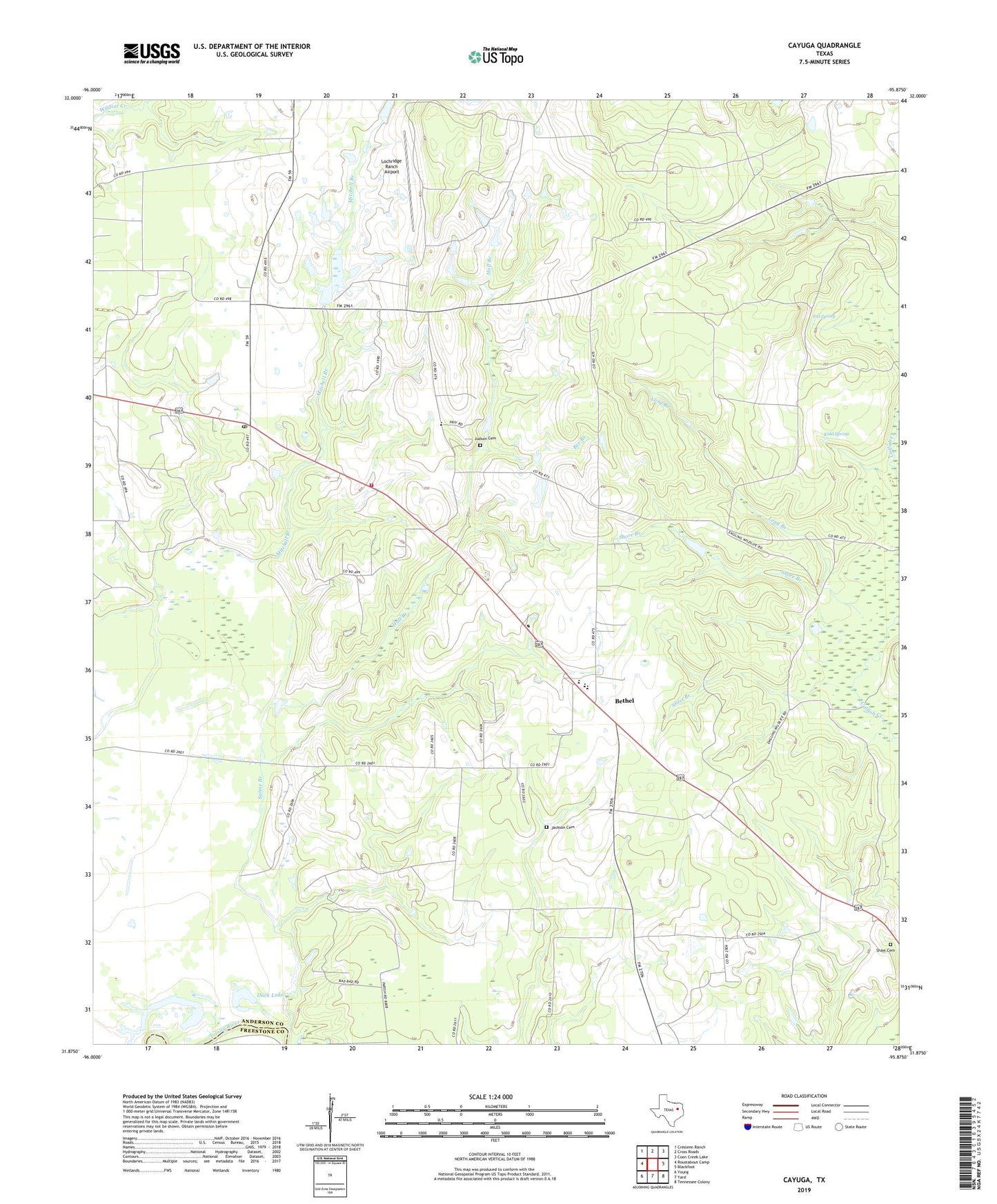 Cayuga Texas US Topo Map Image