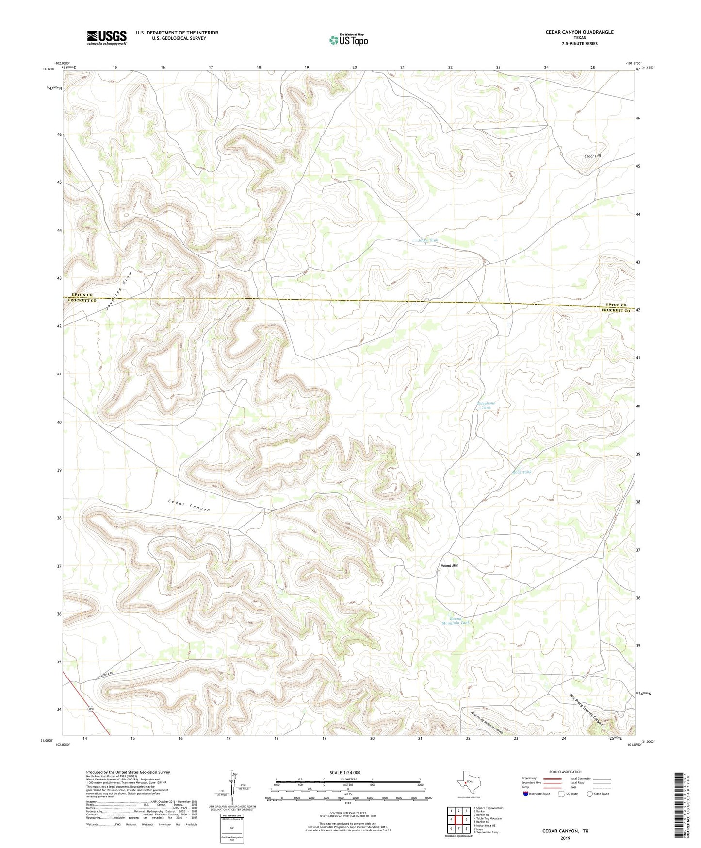 Cedar Canyon Texas US Topo Map Image