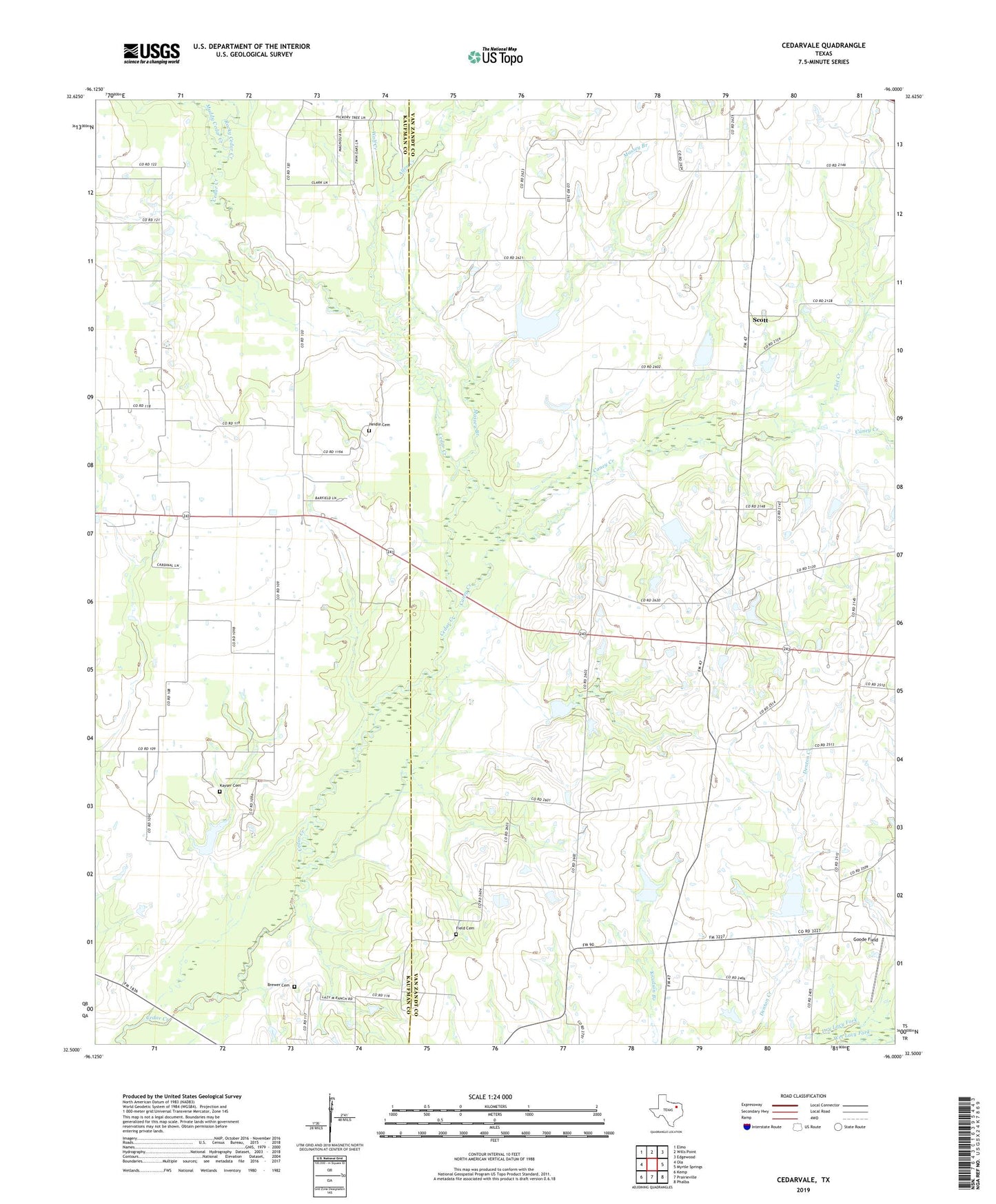 Cedarvale Texas US Topo Map Image