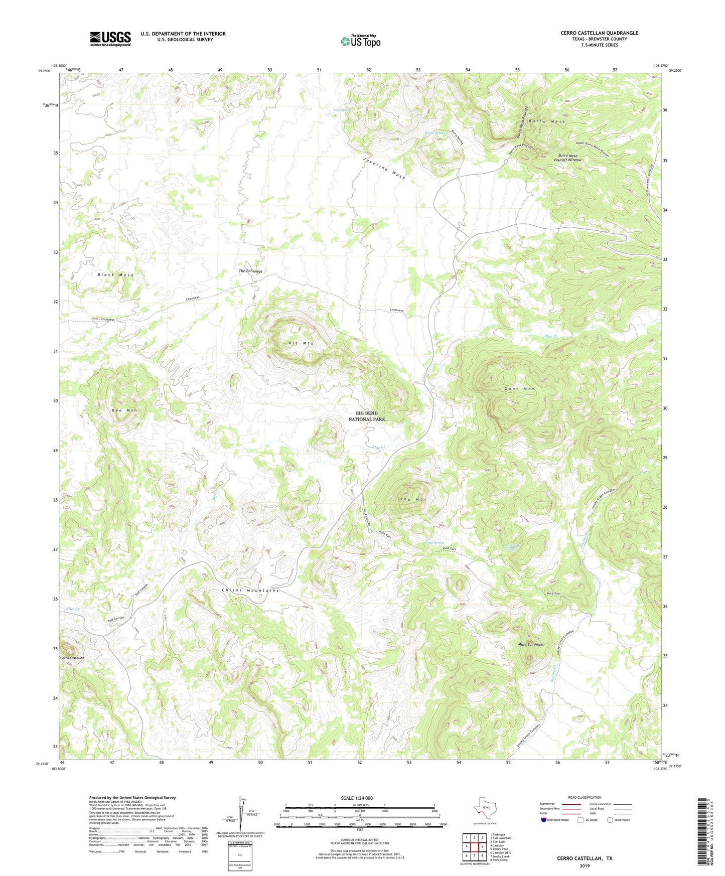 Cerro Castellan Texas US Topo Map Image