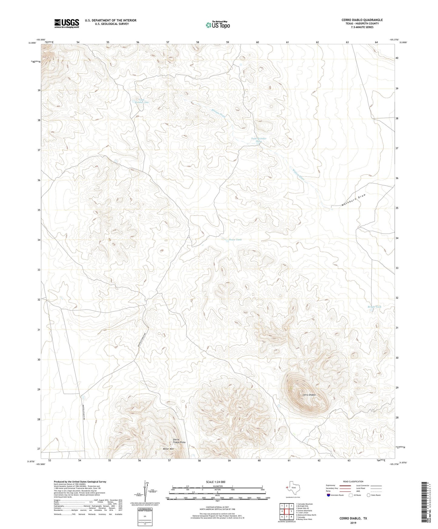 Cerro Diablo Texas US Topo Map Image