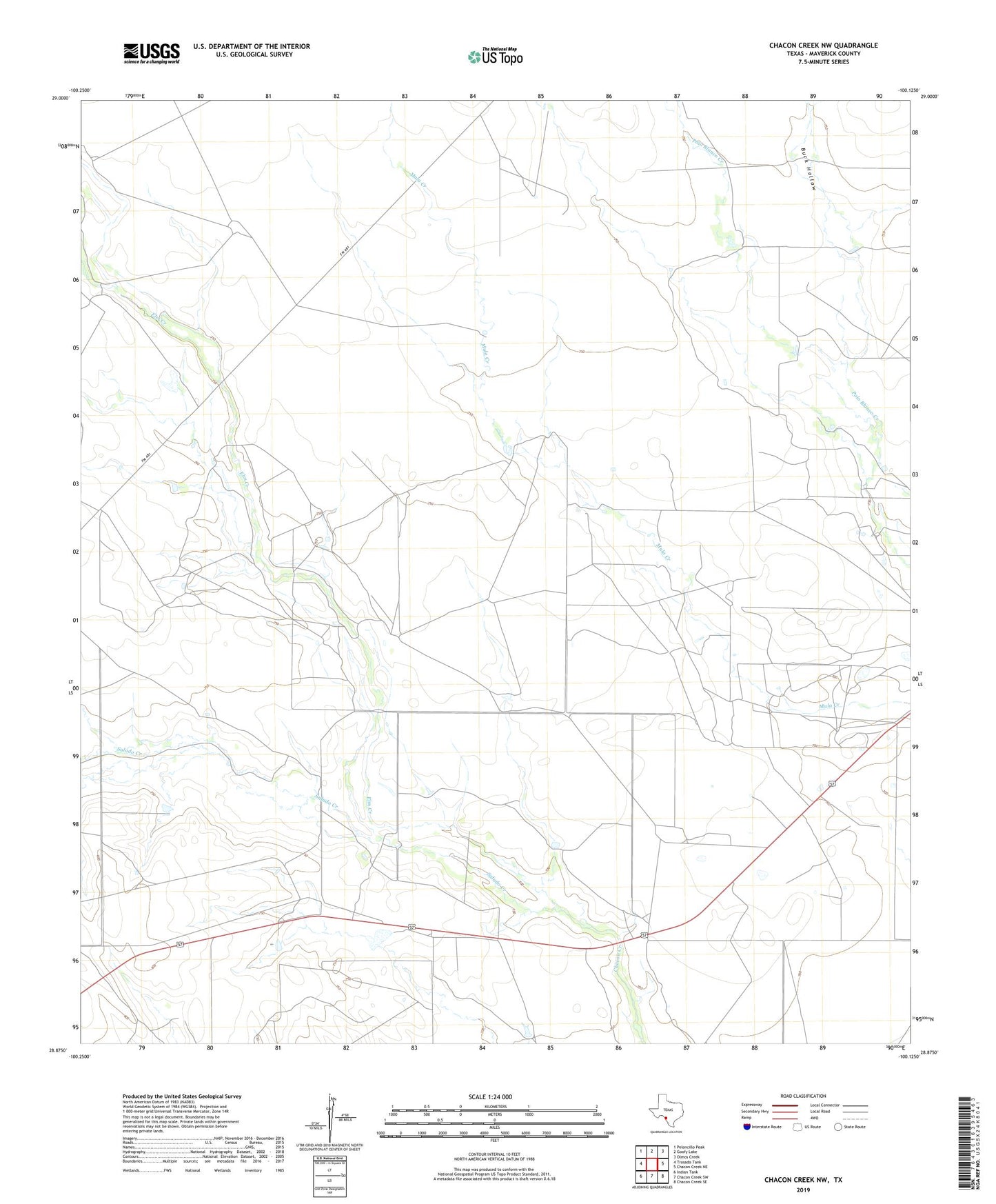 Chacon Creek NW Texas US Topo Map Image