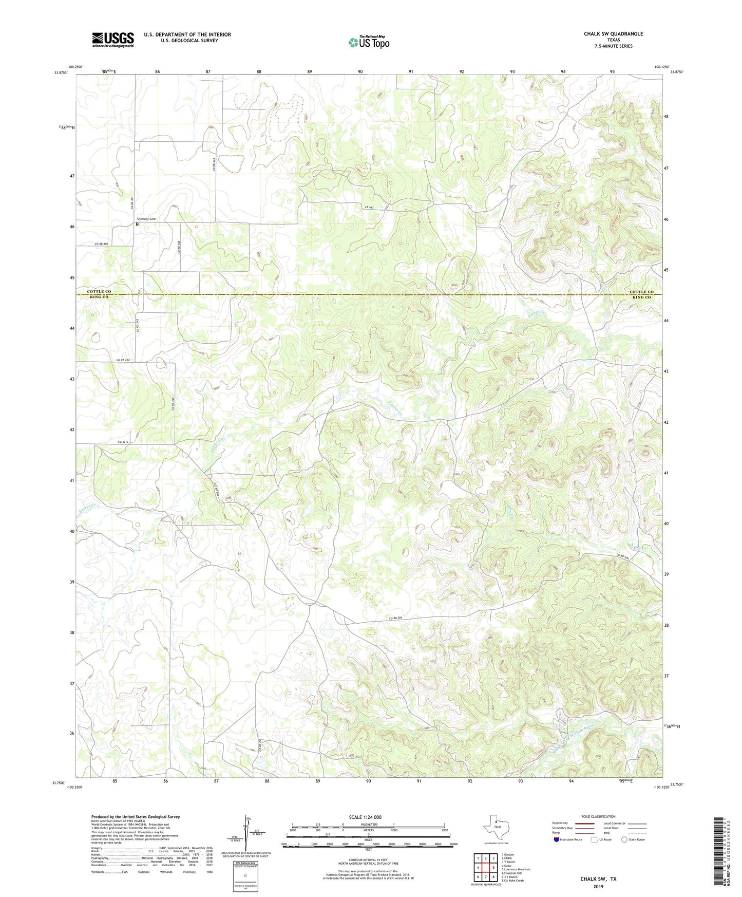 Chalk SW Texas US Topo Map Image
