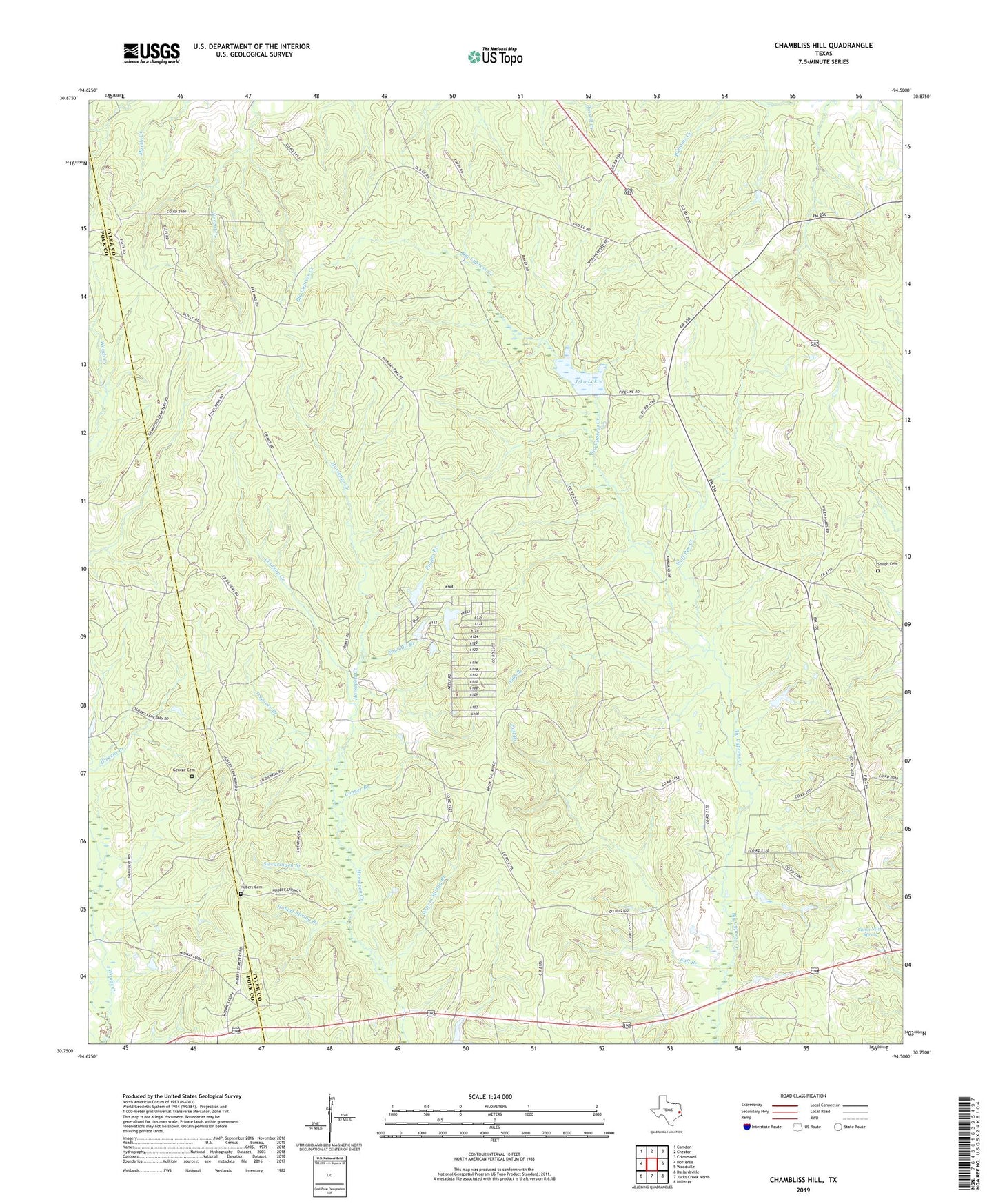 Chambliss Hill Texas US Topo Map Image