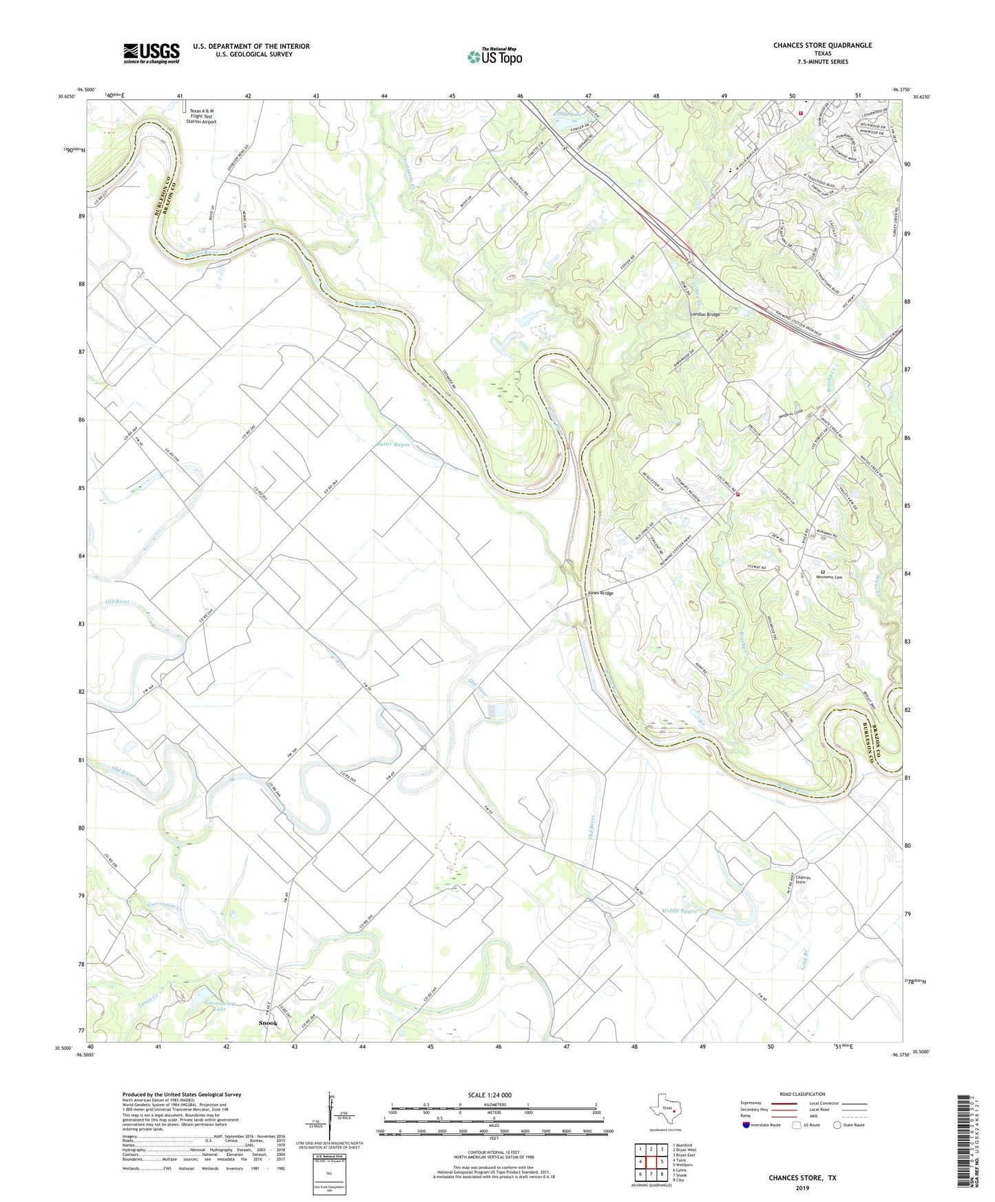 Chances Store Texas US Topo Map Image