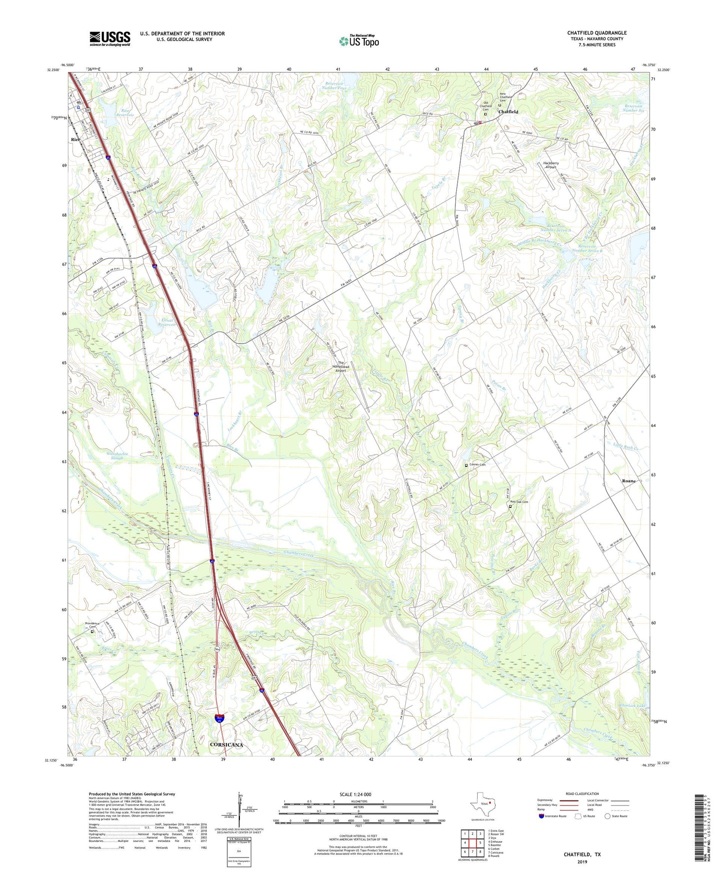 Chatfield Texas US Topo Map Image