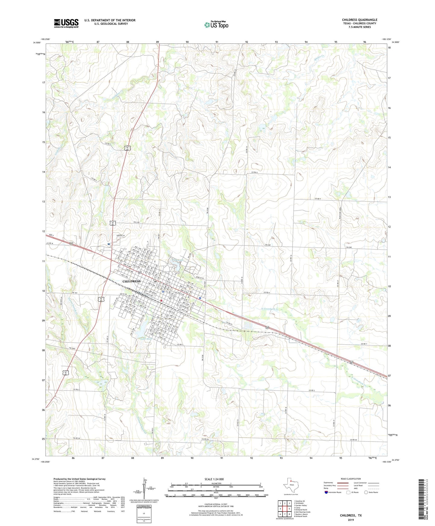 Childress Texas US Topo Map Image