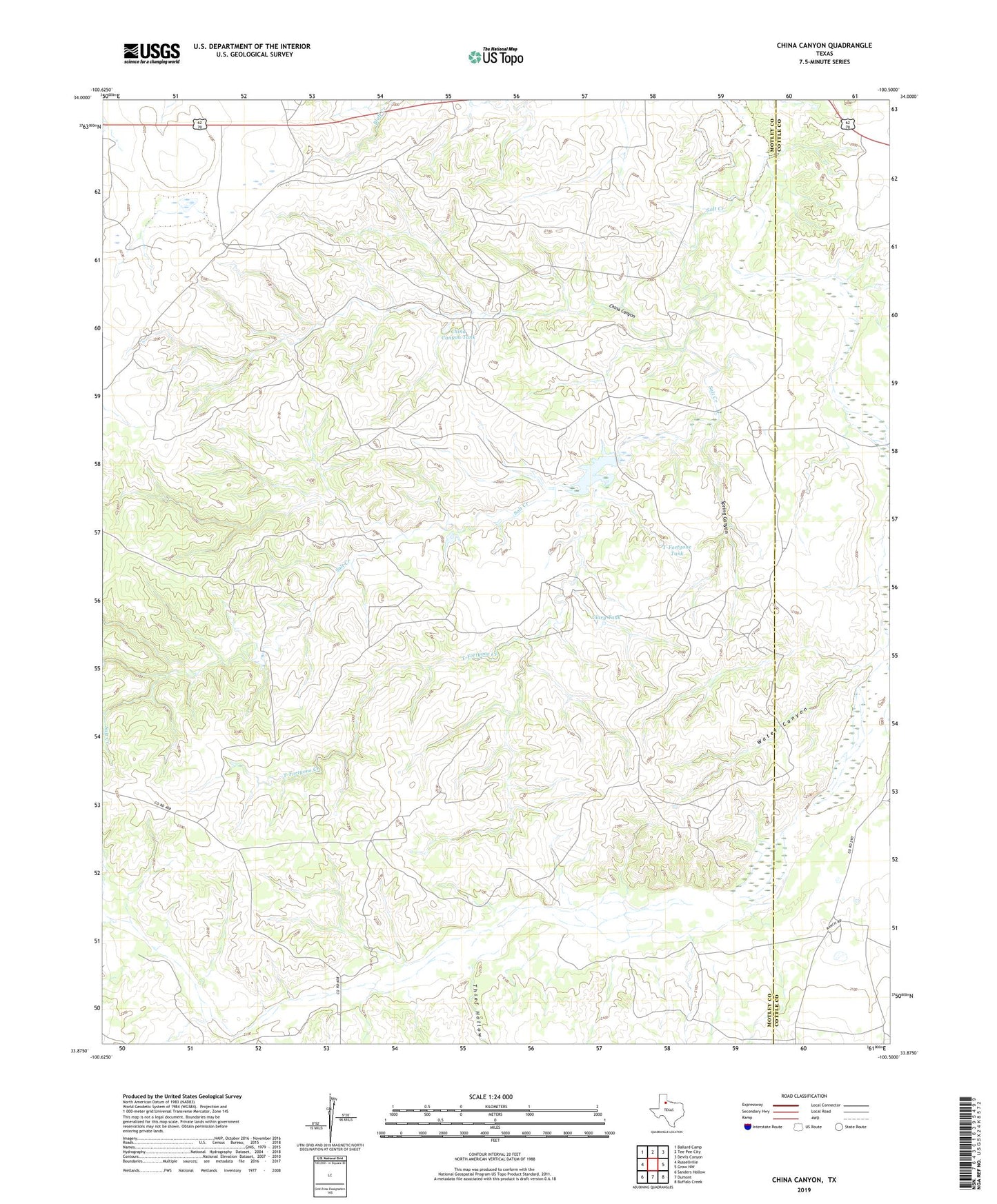 China Canyon Texas US Topo Map Image