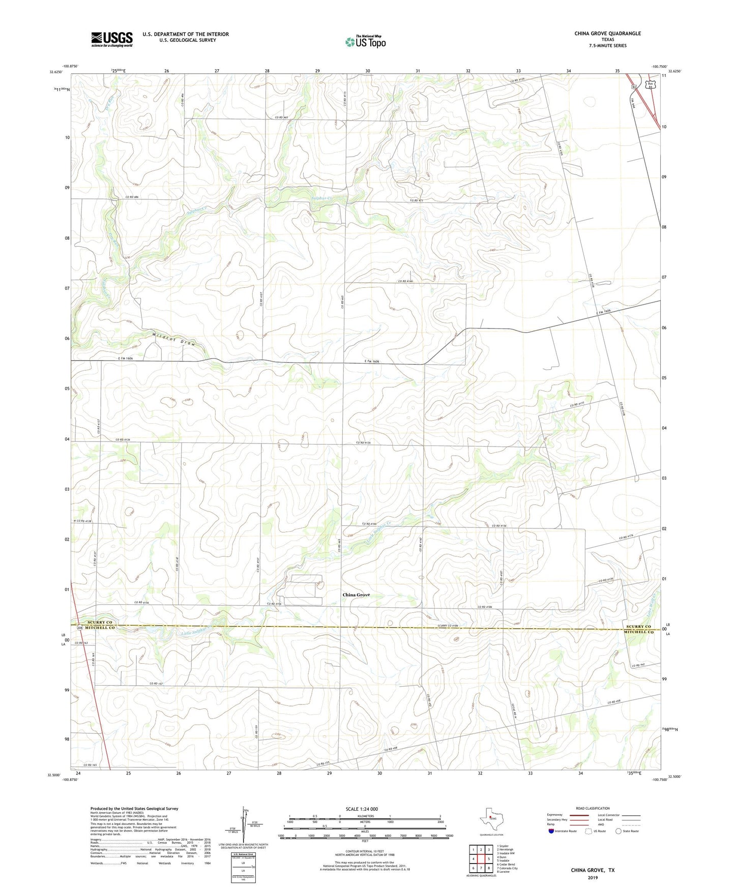 China Grove Texas US Topo Map Image