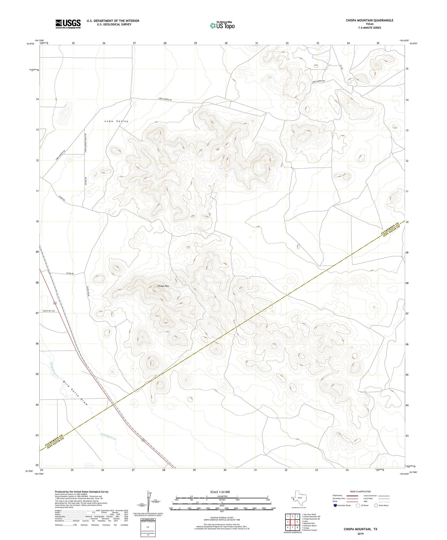 Chispa Mountain Texas US Topo Map Image