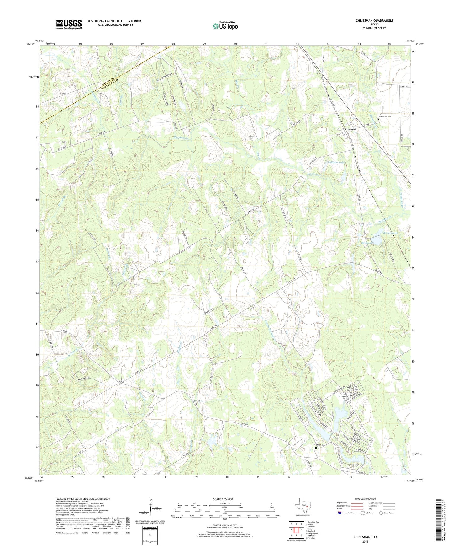 Chriesman Texas US Topo Map Image