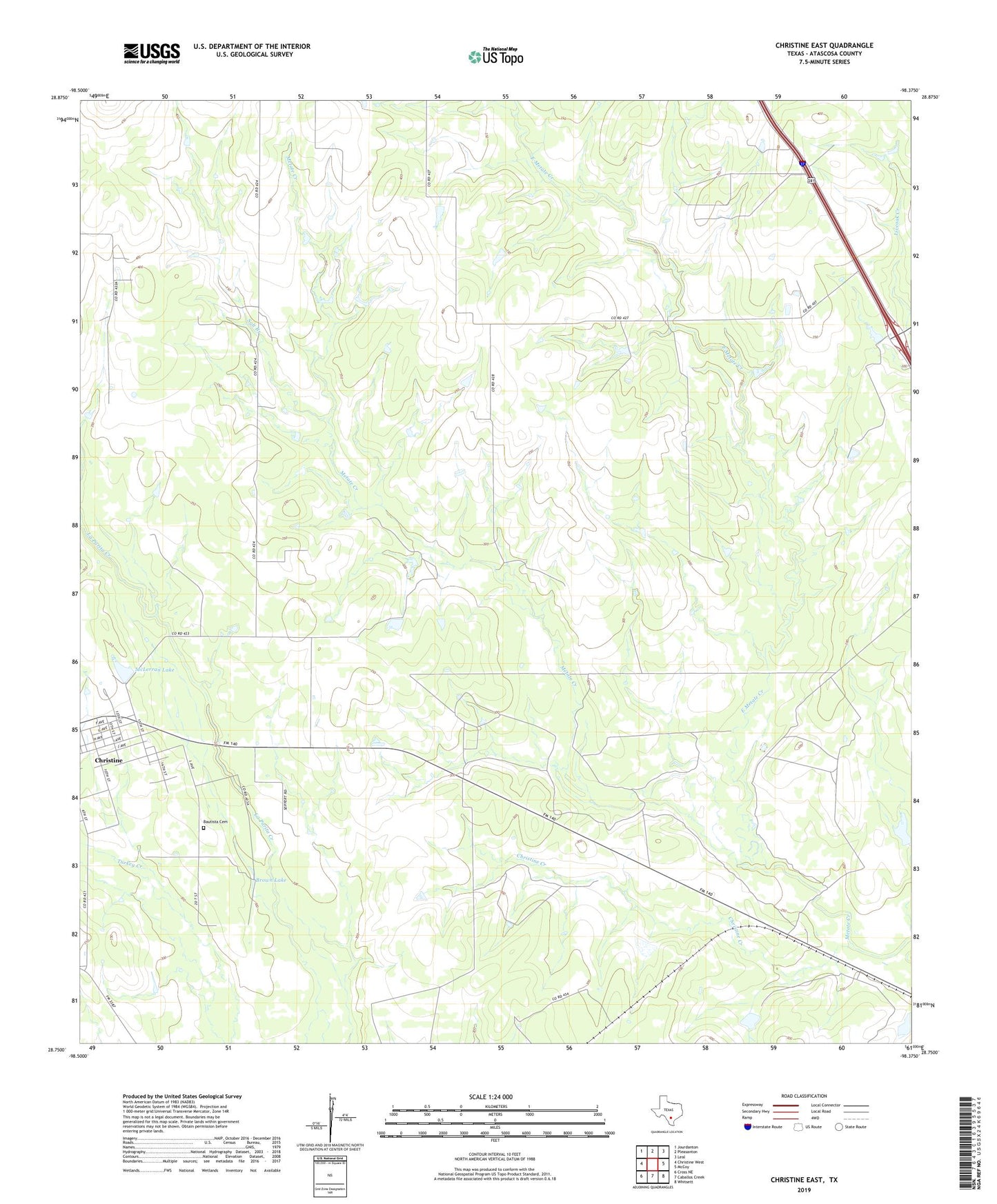 Christine East Texas US Topo Map Image