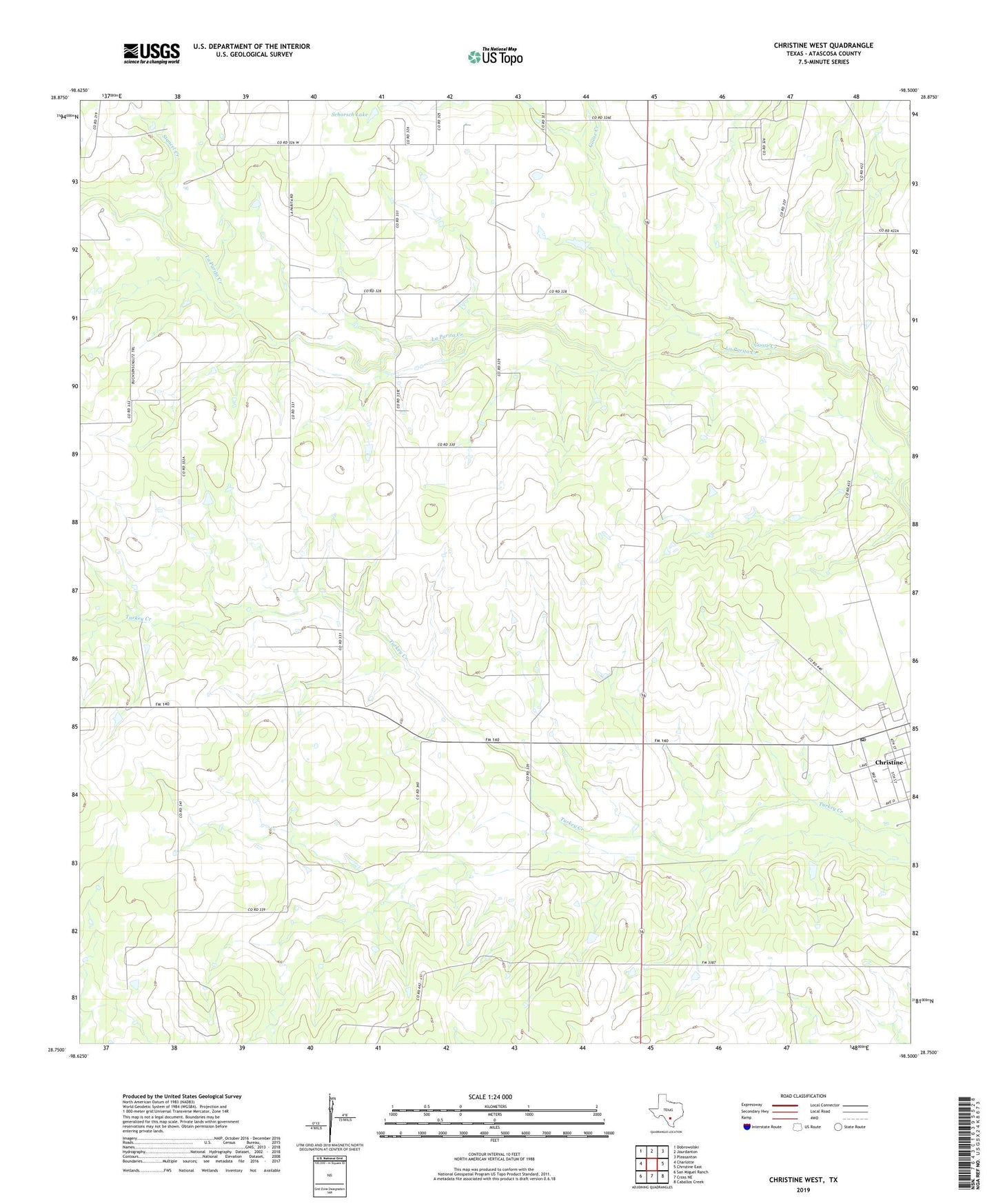 Christine West Texas US Topo Map Image