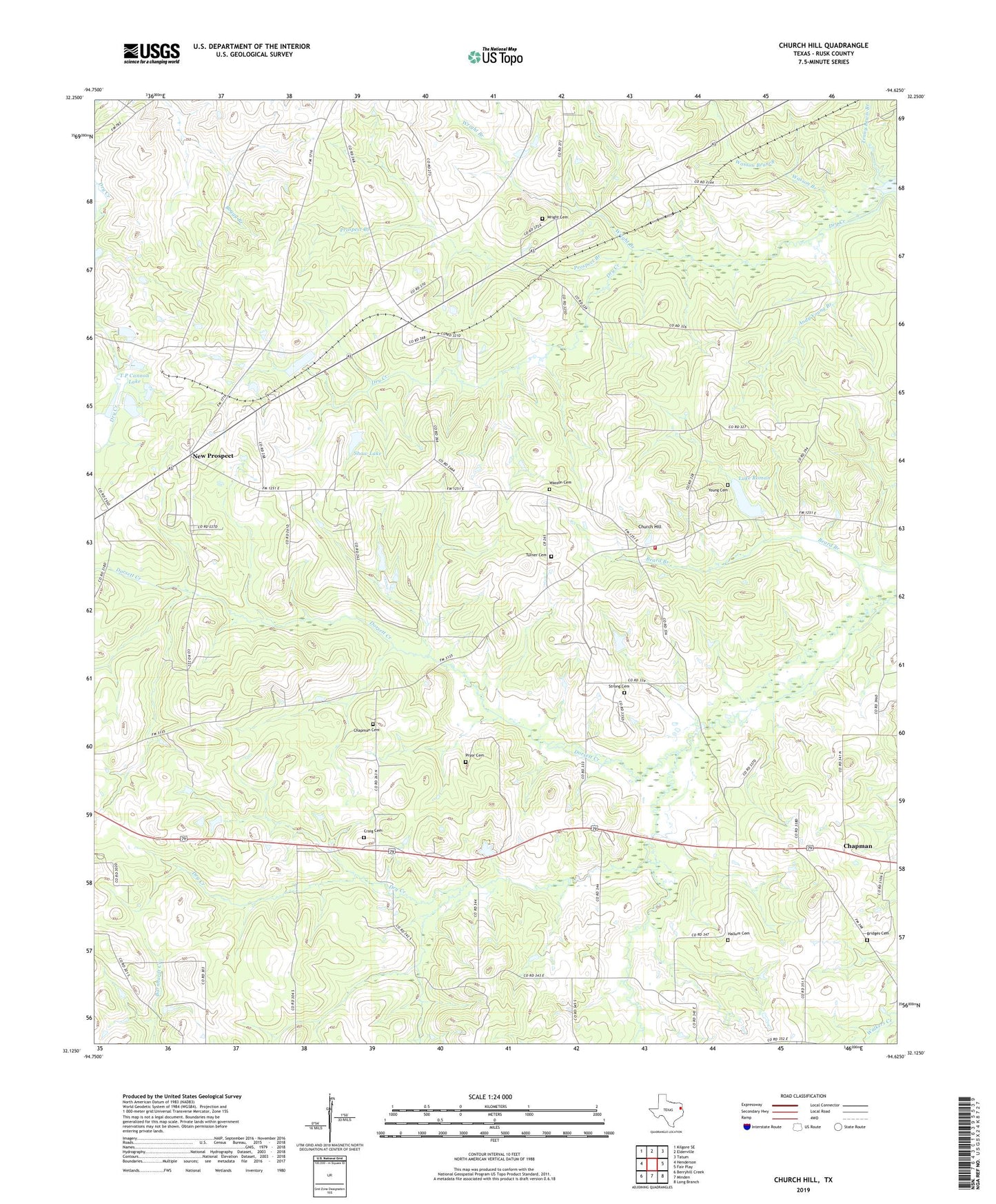 Church Hill Texas US Topo Map Image