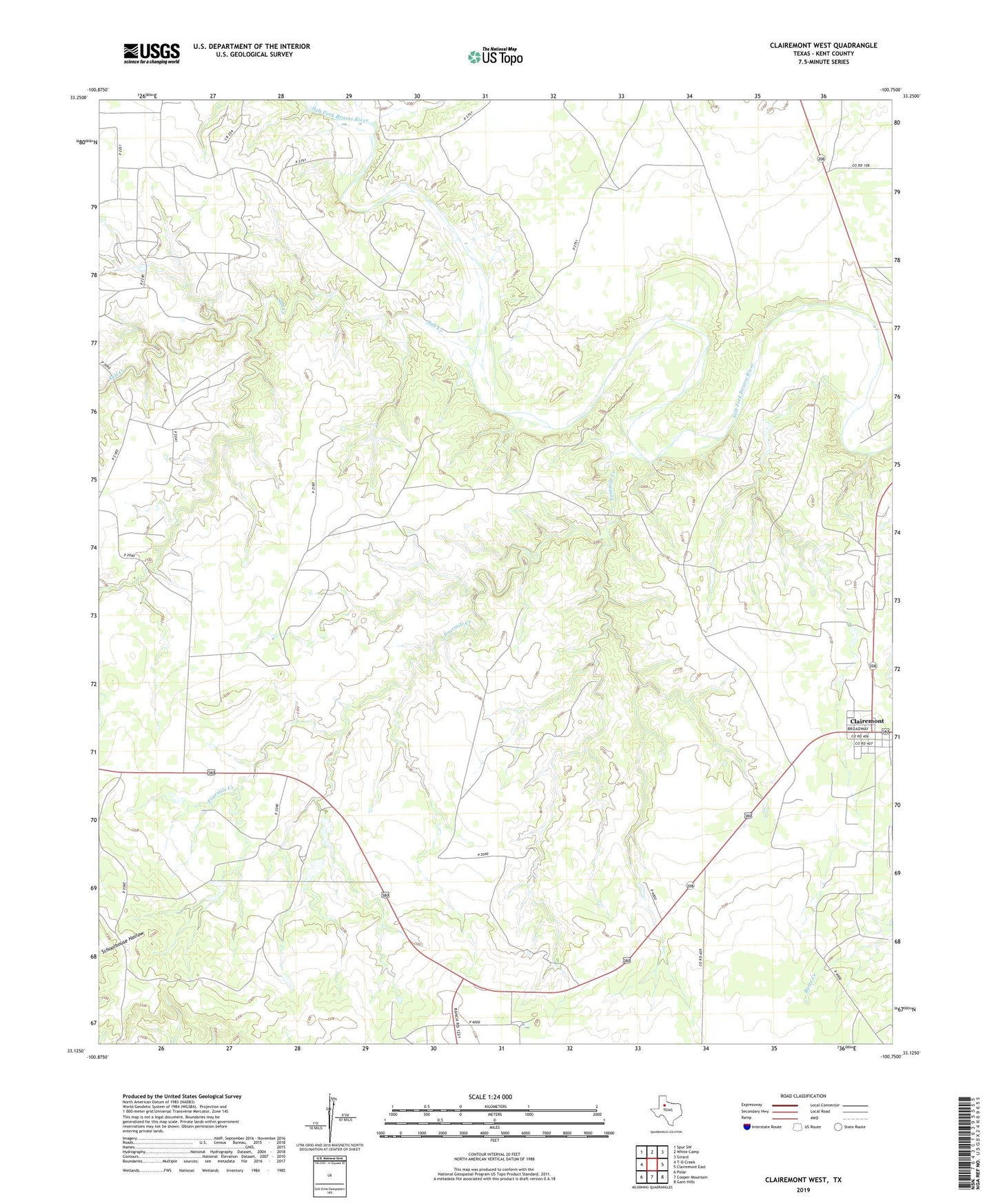 Clairemont West Texas US Topo Map Image