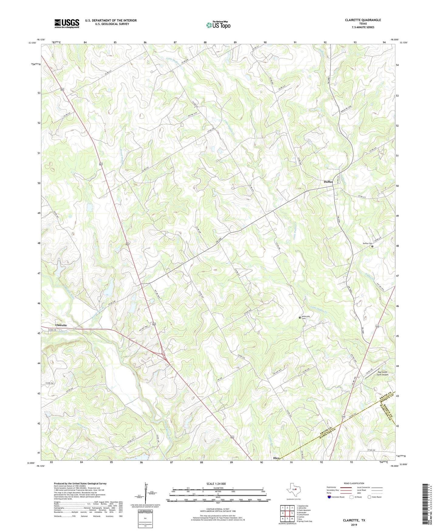 Clairette Texas US Topo Map Image
