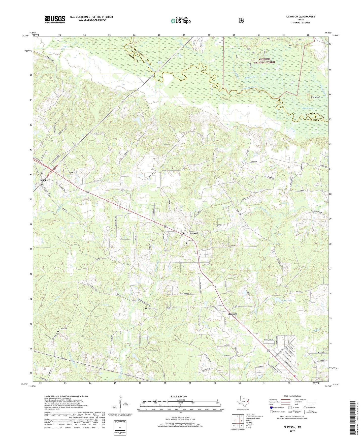 Clawson Texas US Topo Map Image