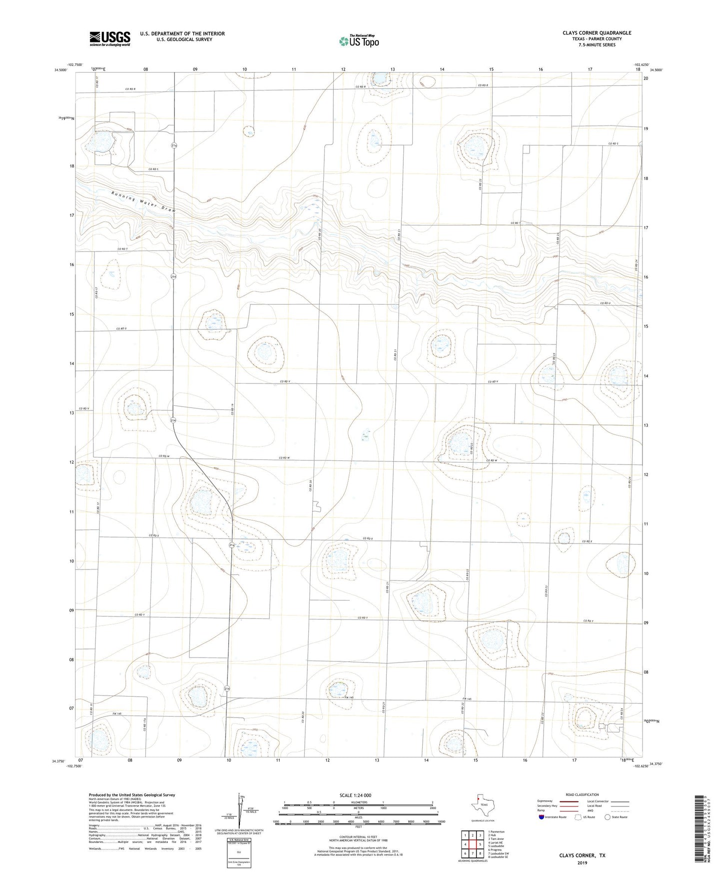 Clays Corner Texas US Topo Map Image