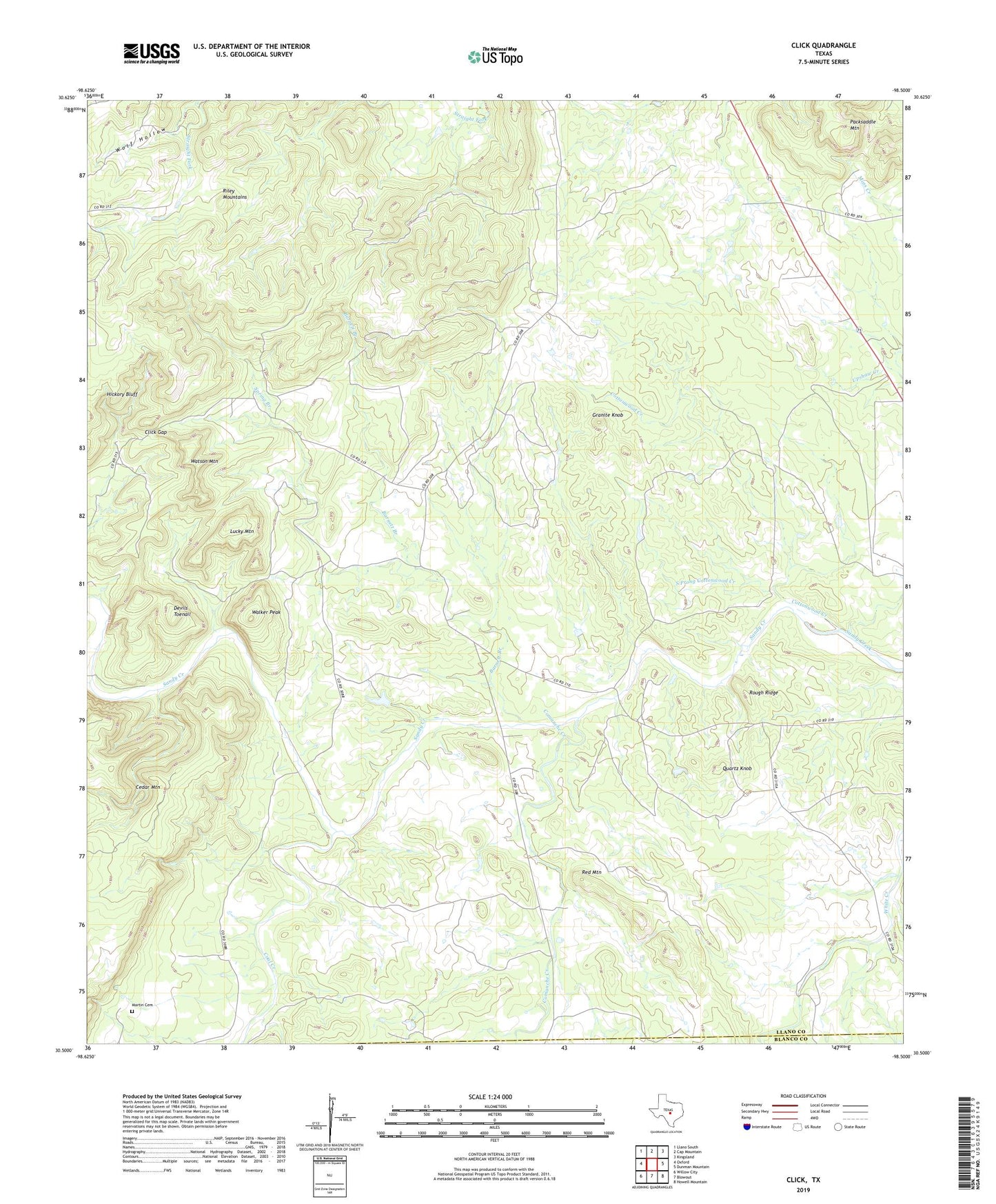 Click Texas US Topo Map Image