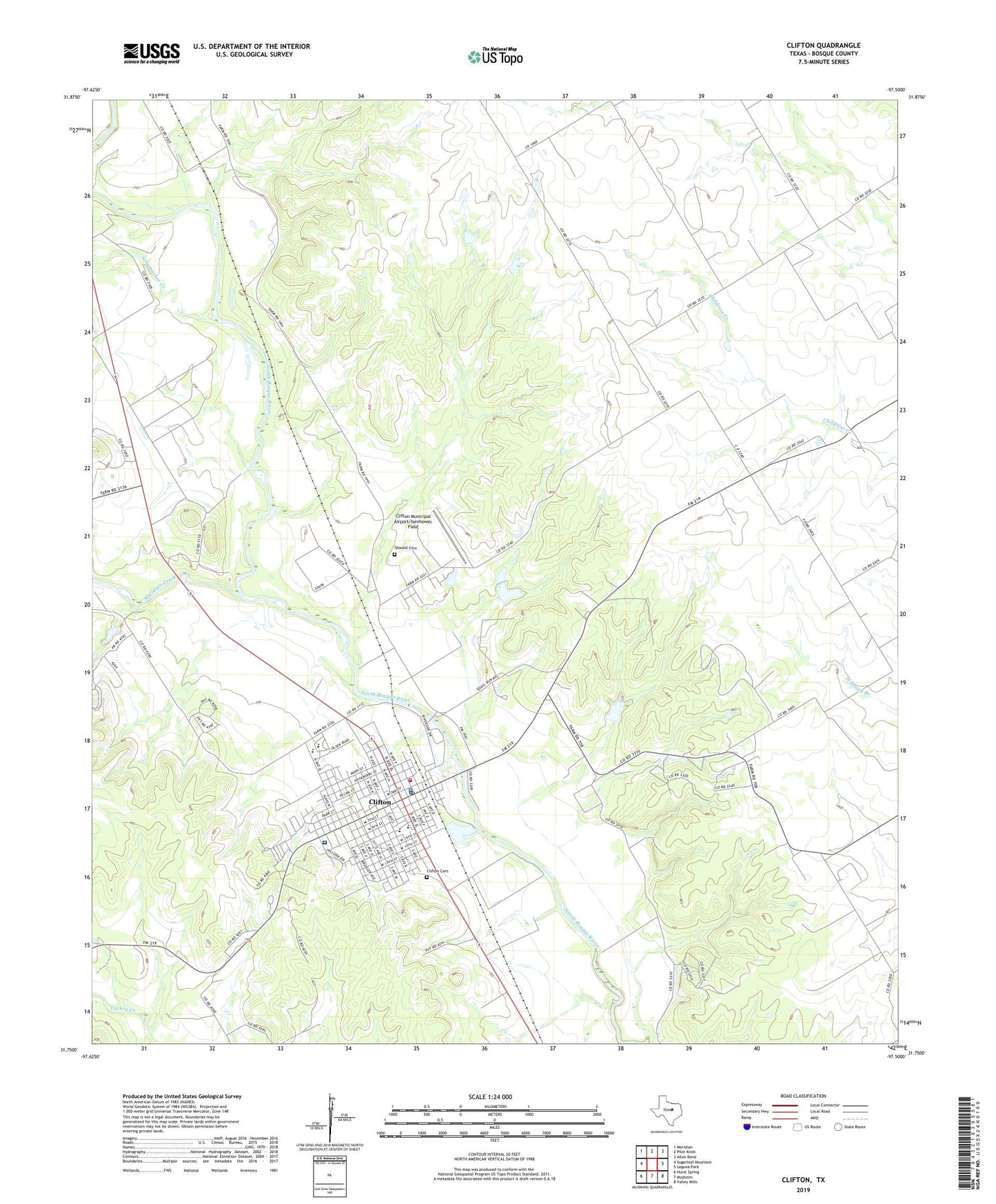 Clifton Texas US Topo Map Image