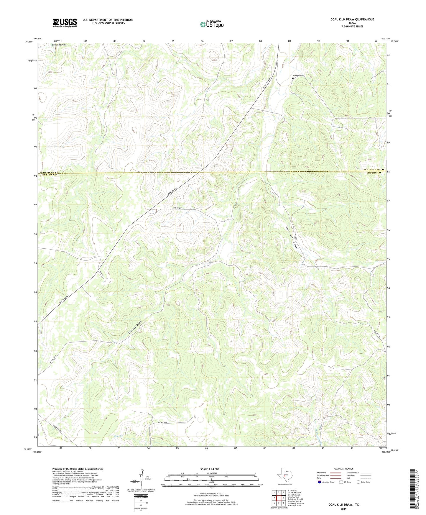 Coal Kiln Draw Texas US Topo Map Image