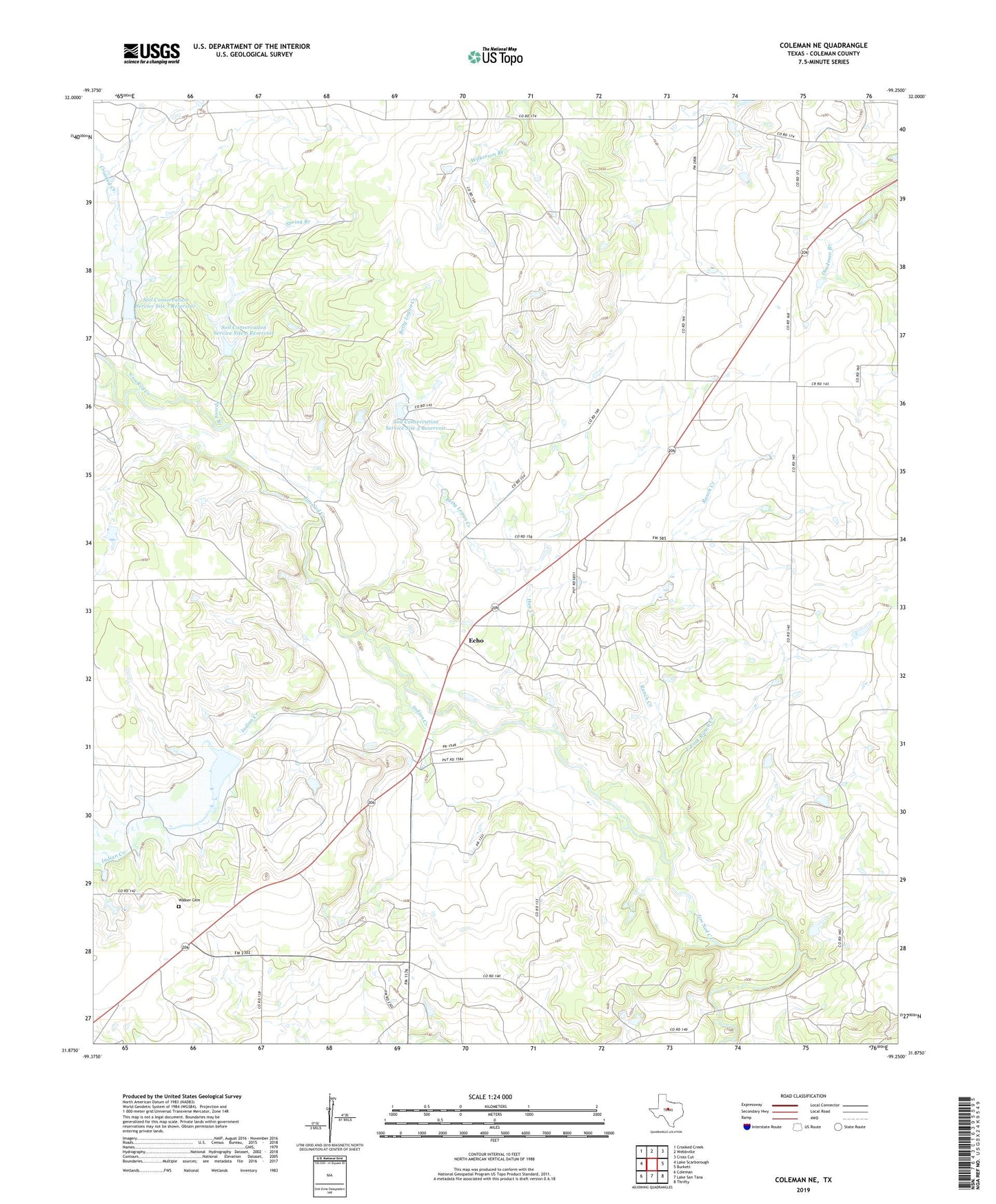 Coleman NE Texas US Topo Map Image