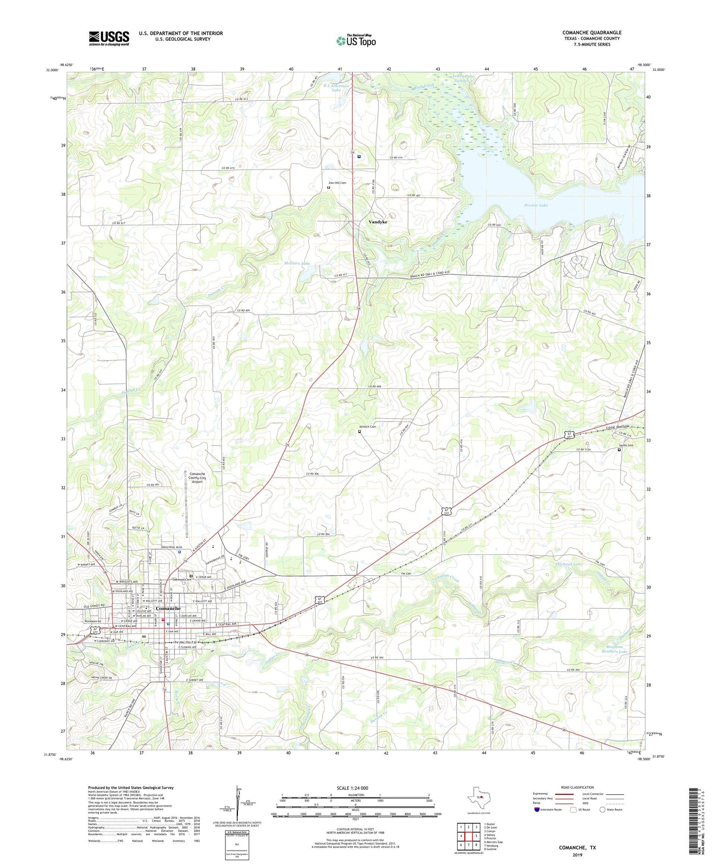 Comanche Texas US Topo Map Image