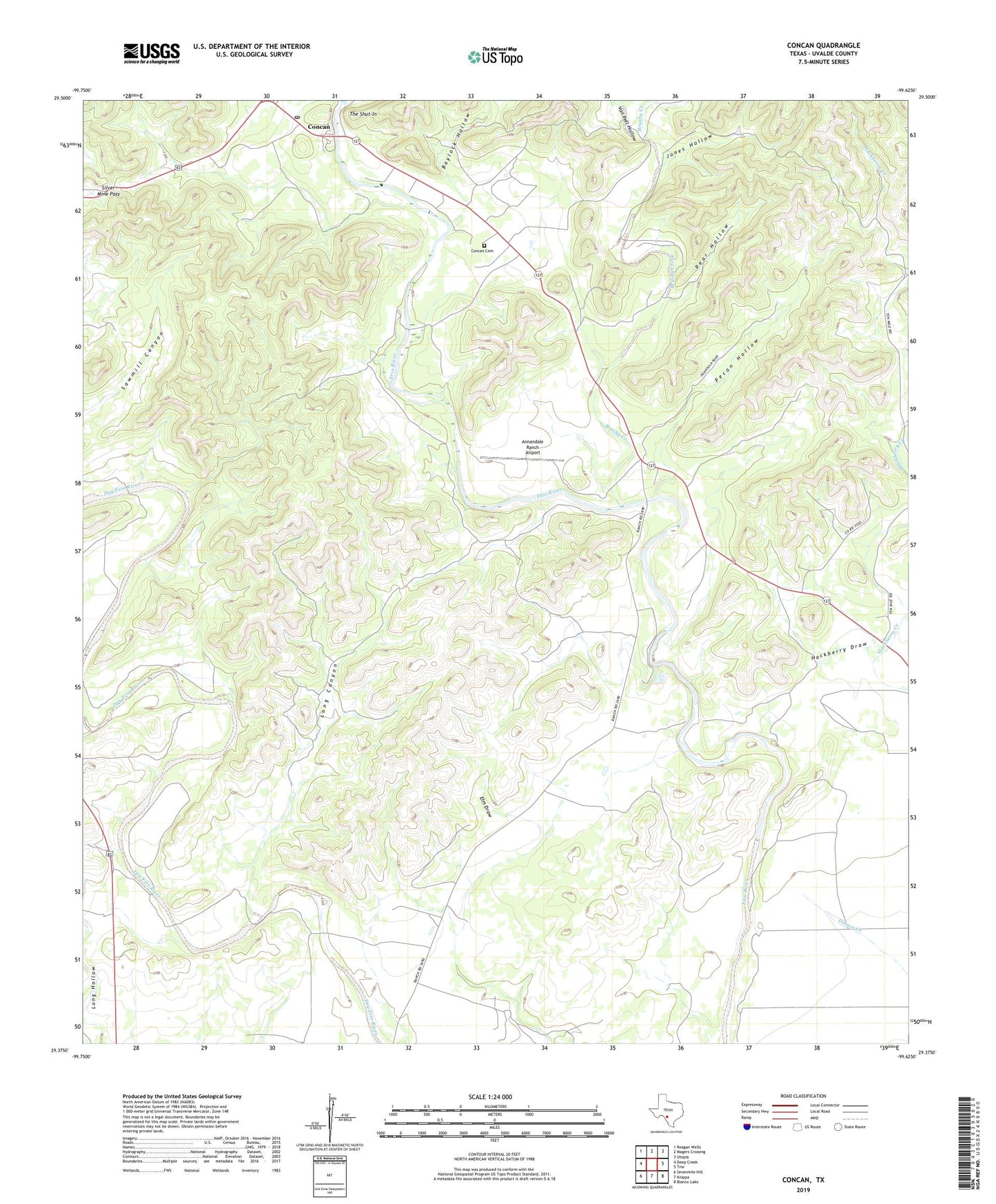 Concan Texas US Topo Map Image